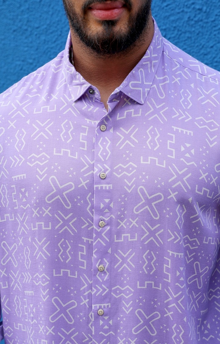 Men's Lavender Minimal Aztec Shirt