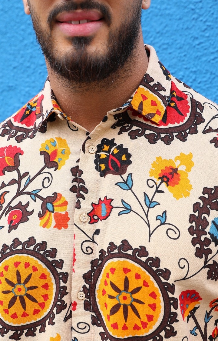 Men's Multicolour Ethnic Floral Shirt