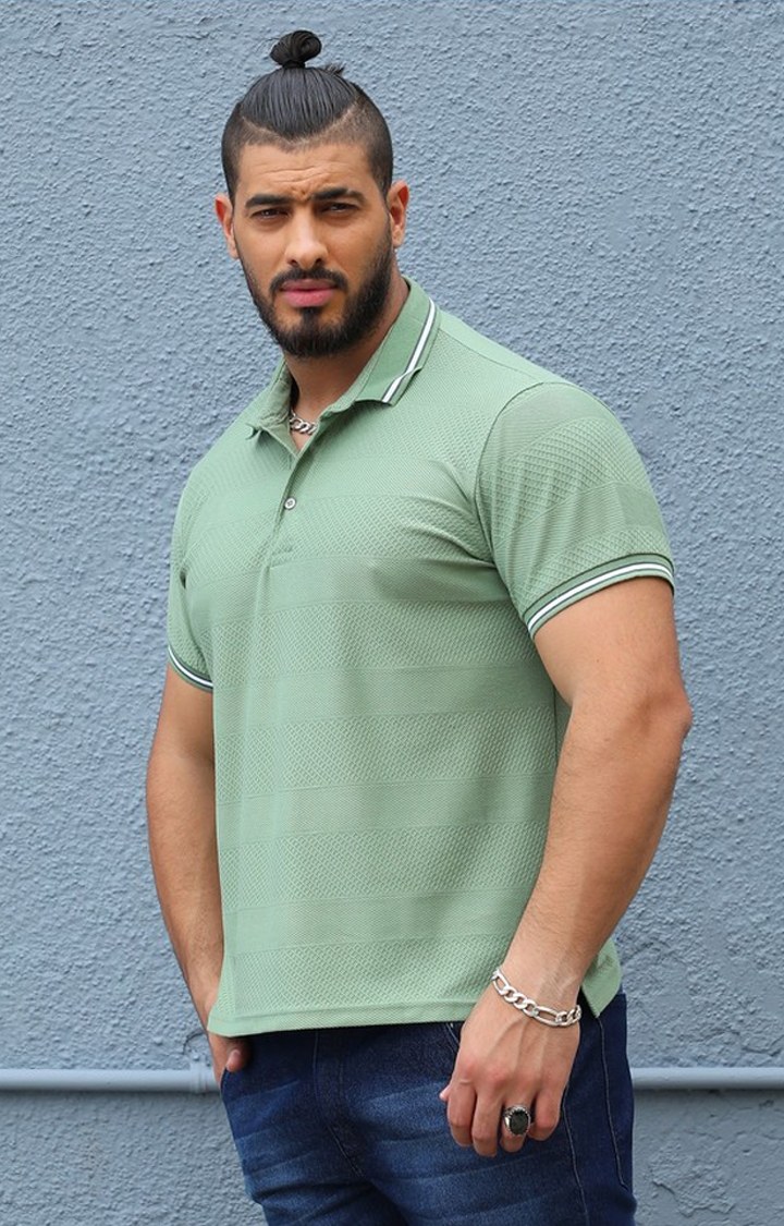 Men's Green Solid Polos