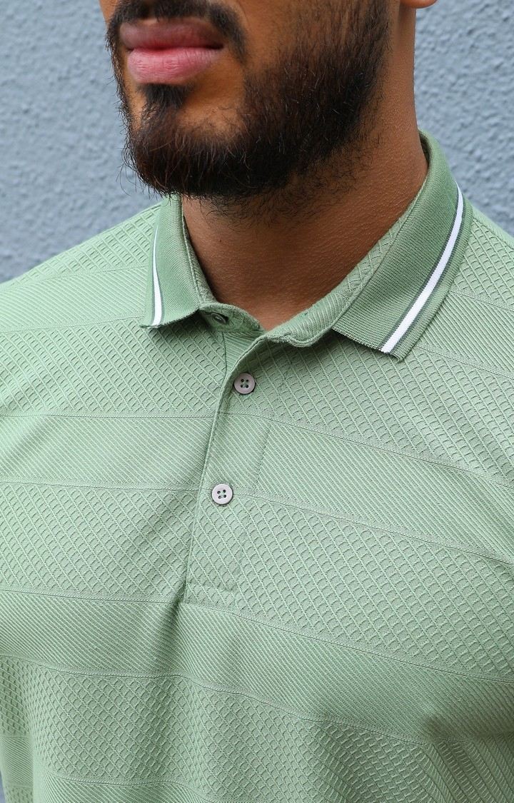 Men's Green Solid Polos