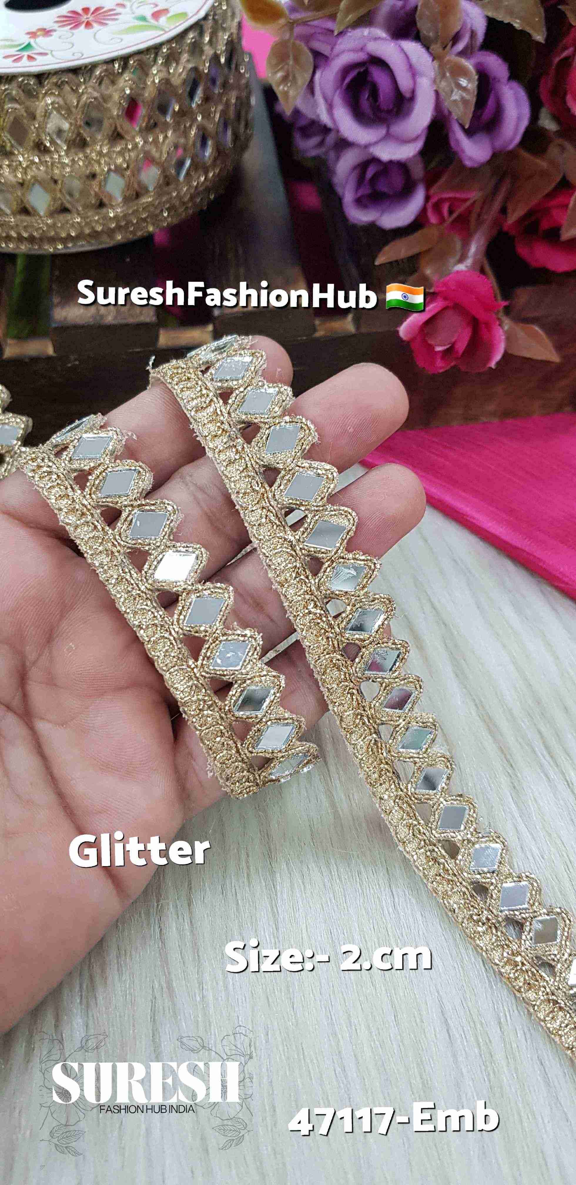 Diamond Gleam Glitter Gold Mirror Lace