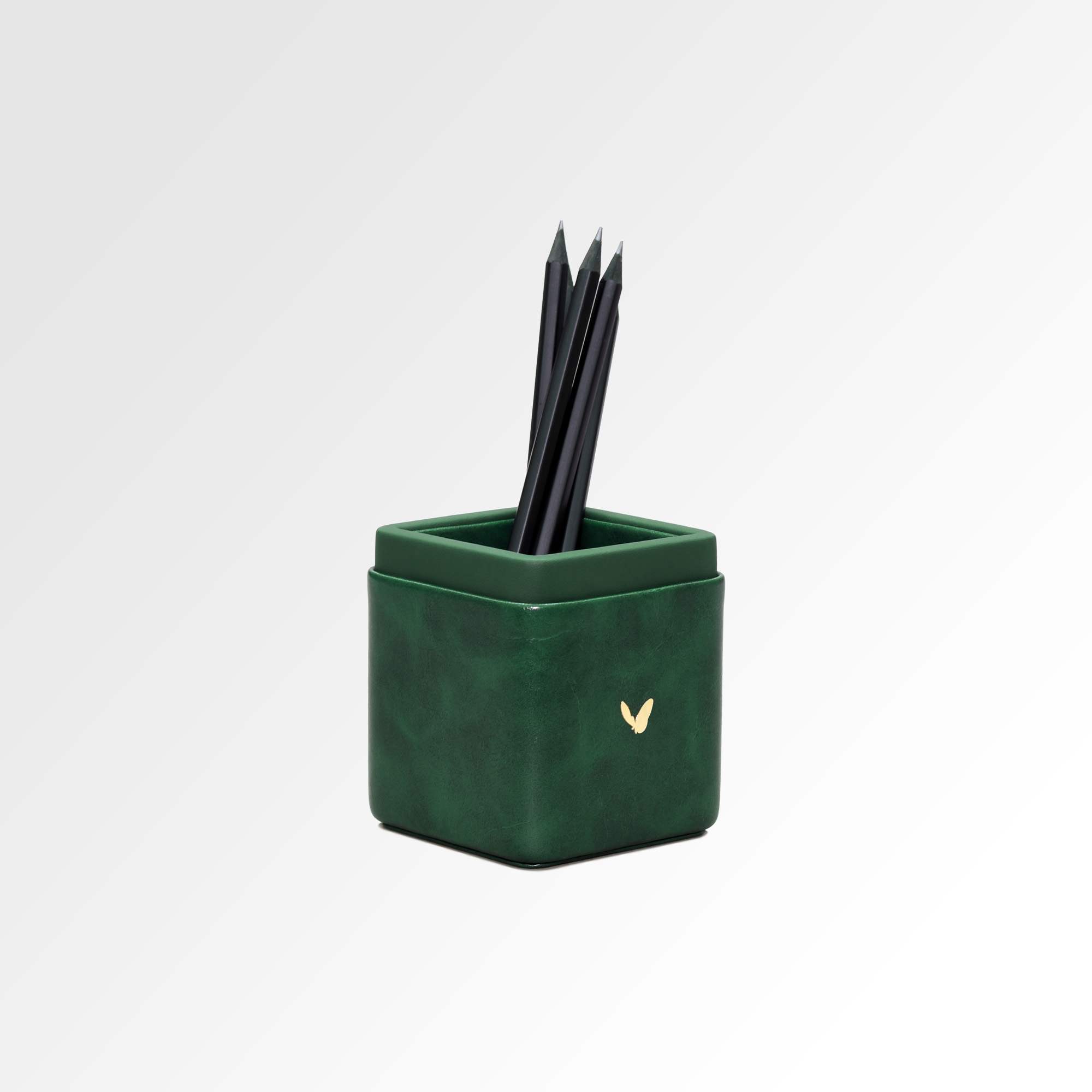 Pen/Pencil Holder | Faux Leather | Square Small | Moderno | Olive Green