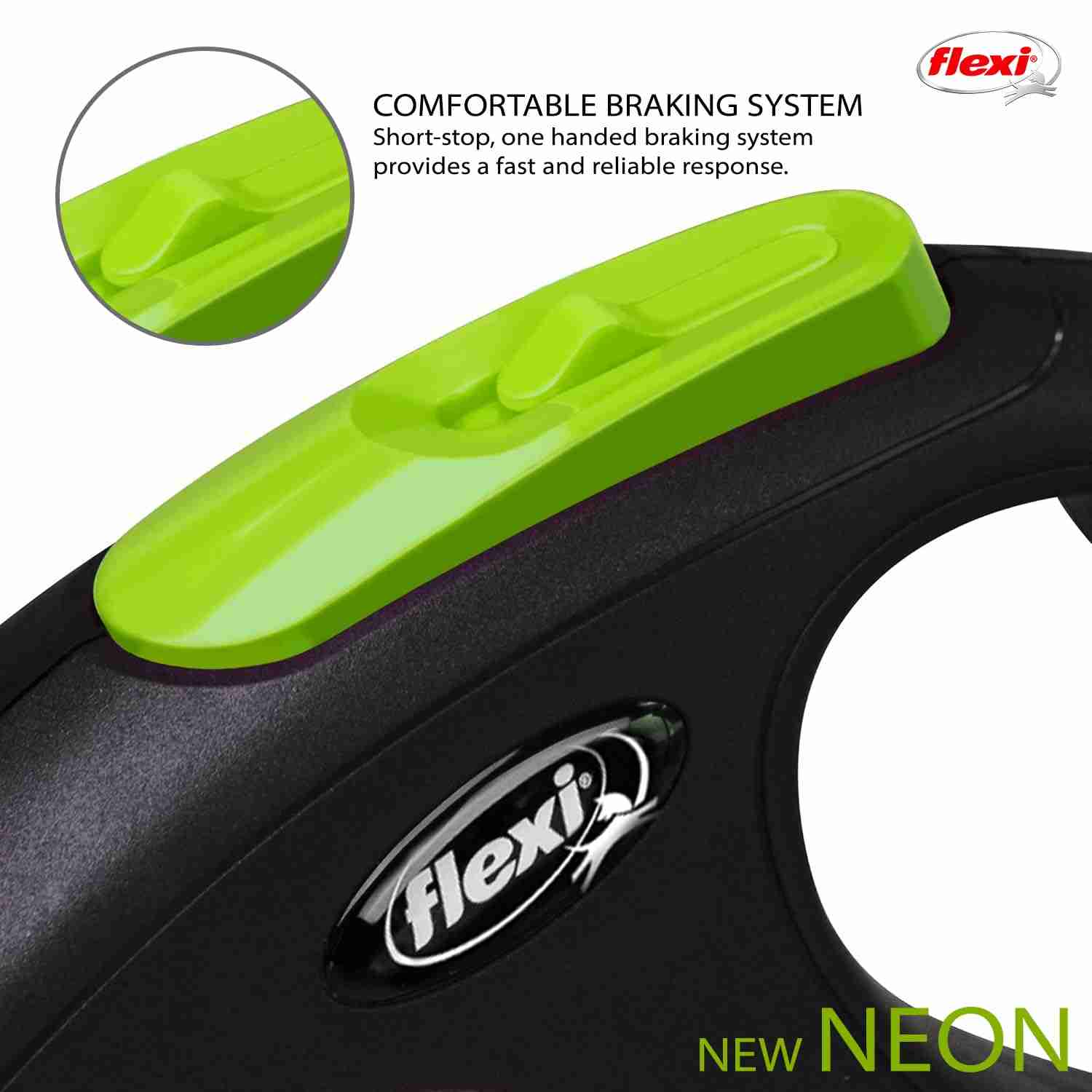 Flexi New Neon Reflect 5 m Tape Dog Leash, Medium - Green