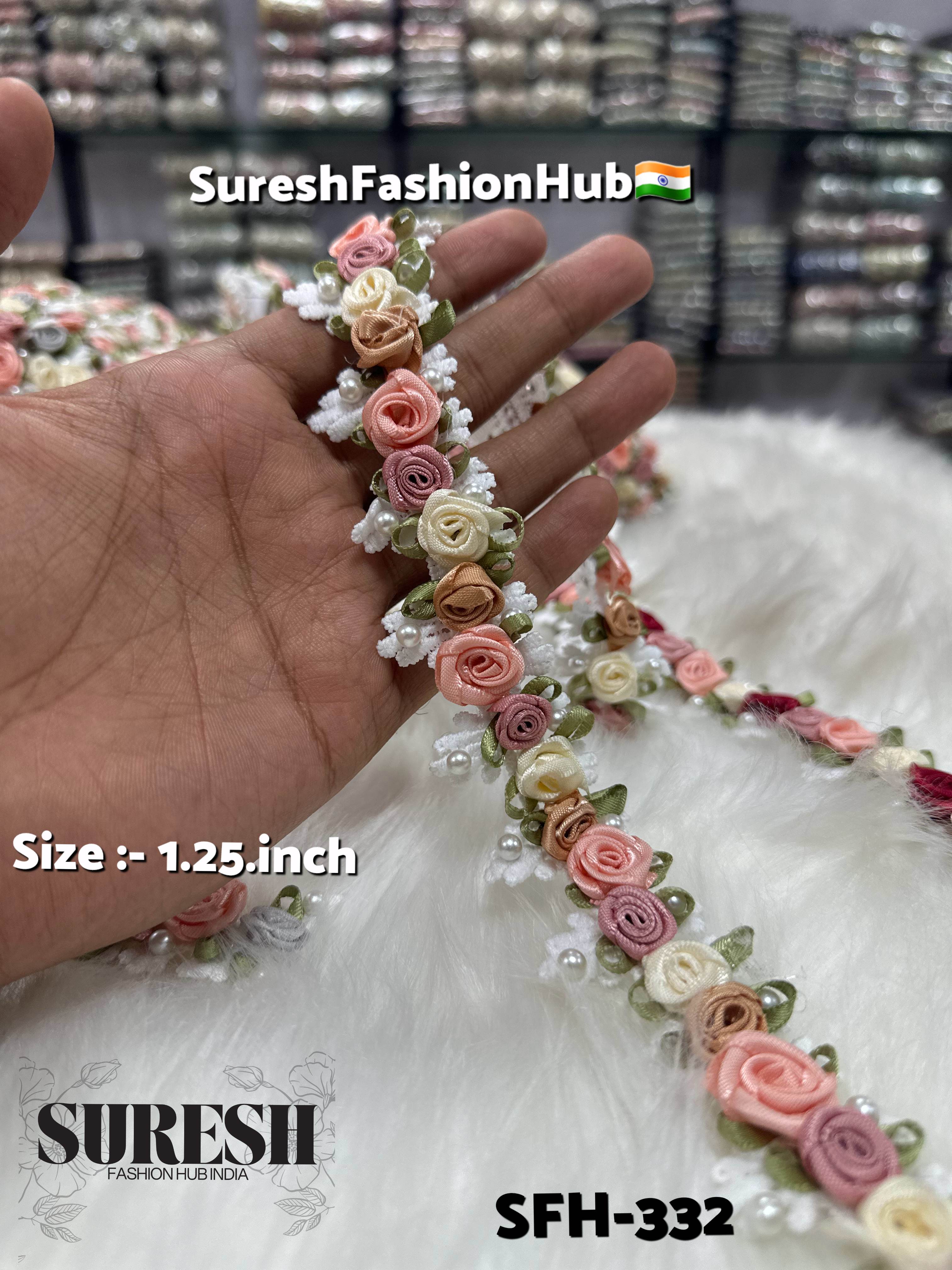 Beige Rose Ribbon GPO Lace