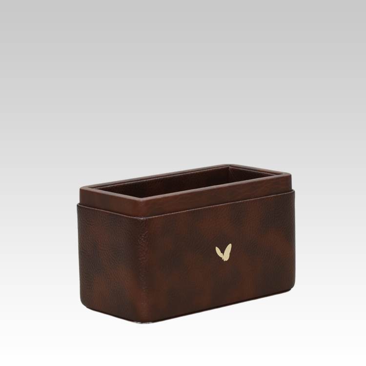 Pen/Pencil Holder | Faux Leather | Rectangular Medium | Classic | Brown