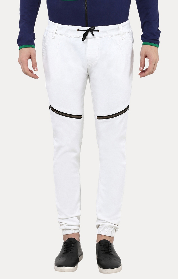 Urbano Fashion | White Solid Joggers 0