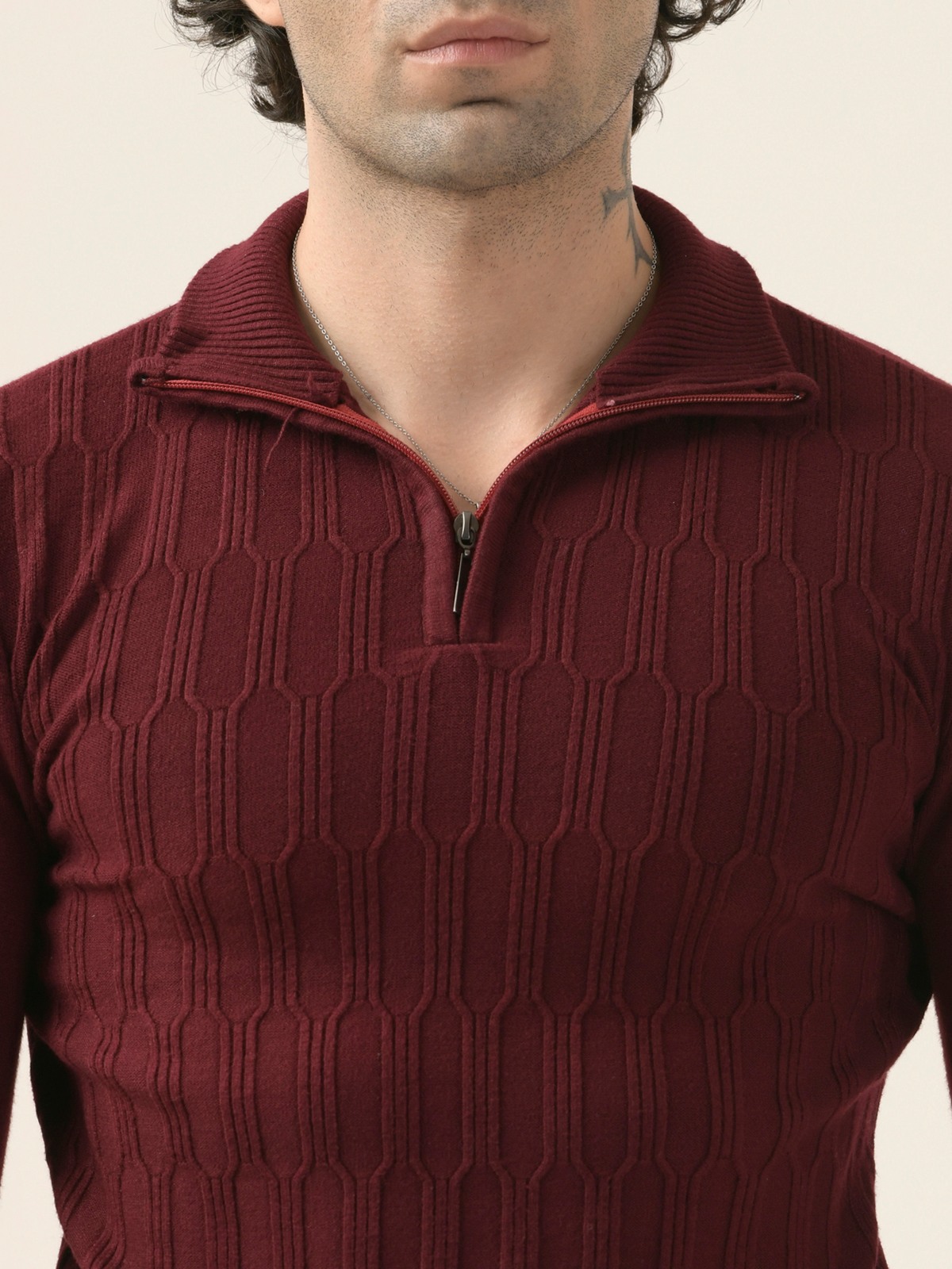 ALBION Mens Winter Maroon Sweaters