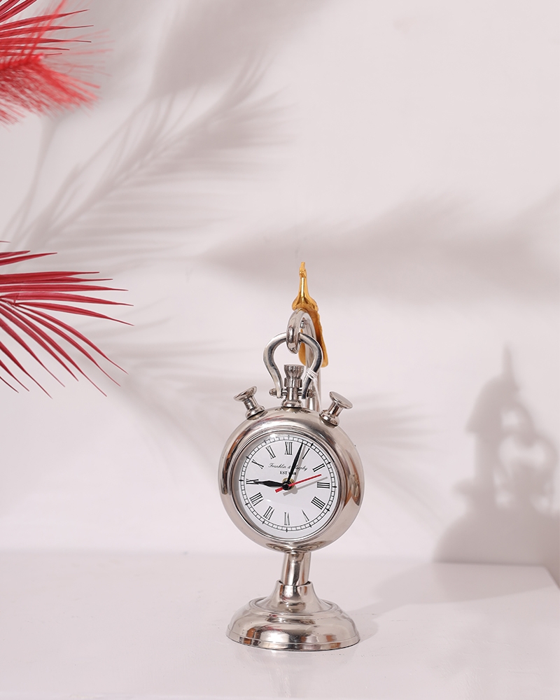 Order Happiness | Order Happiness Decorative Small Silver Metal Clock For Home Decor, Living Room, Bed Room & Office 1