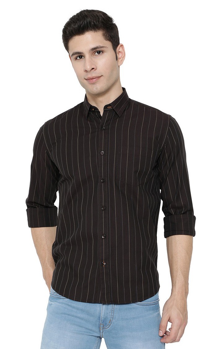 Men's Brown Cotton  Casual Shirts