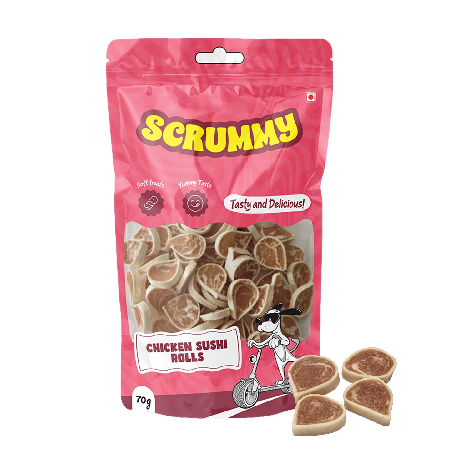 Scrummy Chicken Sushi Rolls-Big Dog Treats 70g