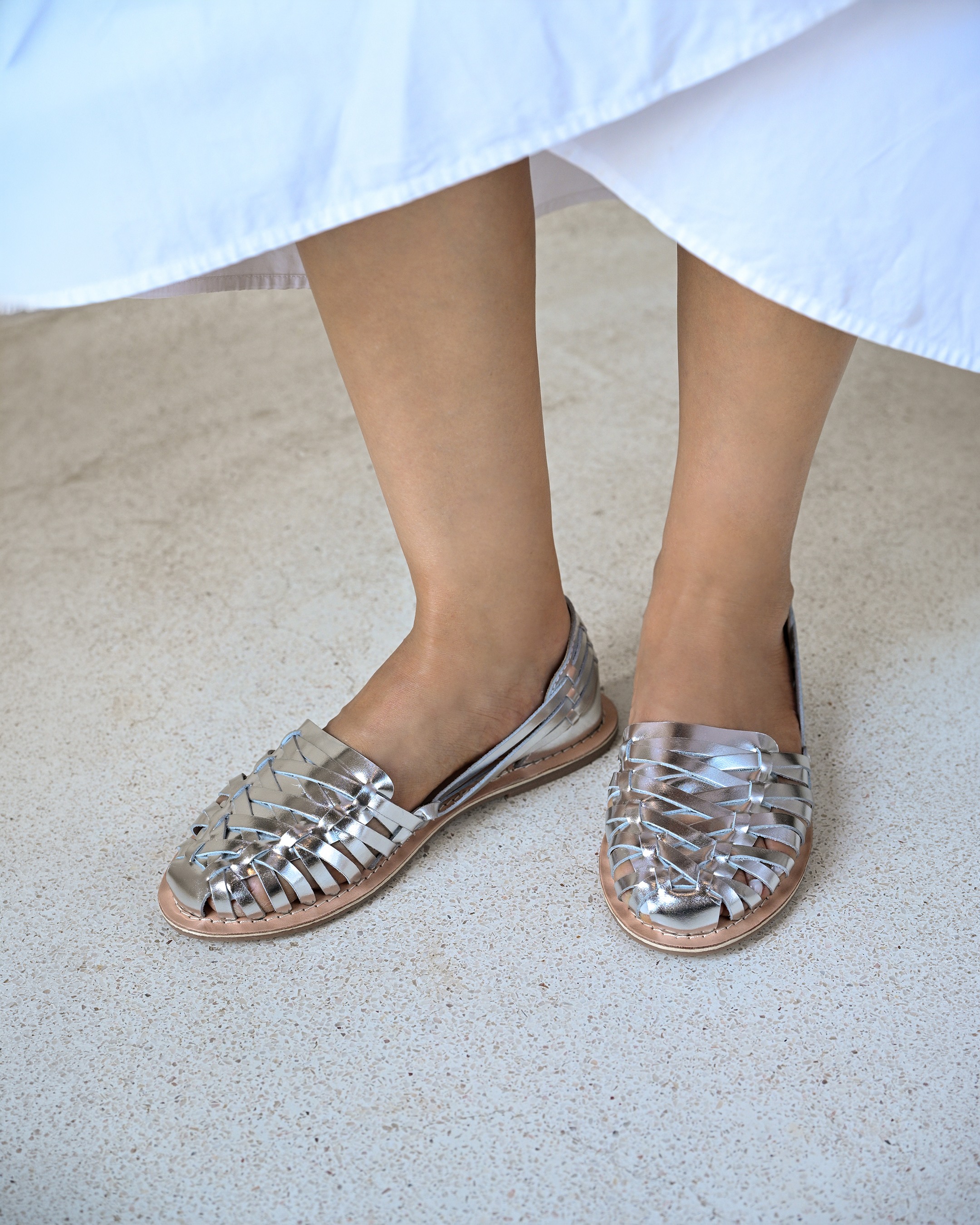 Silver Handwoven Loafers