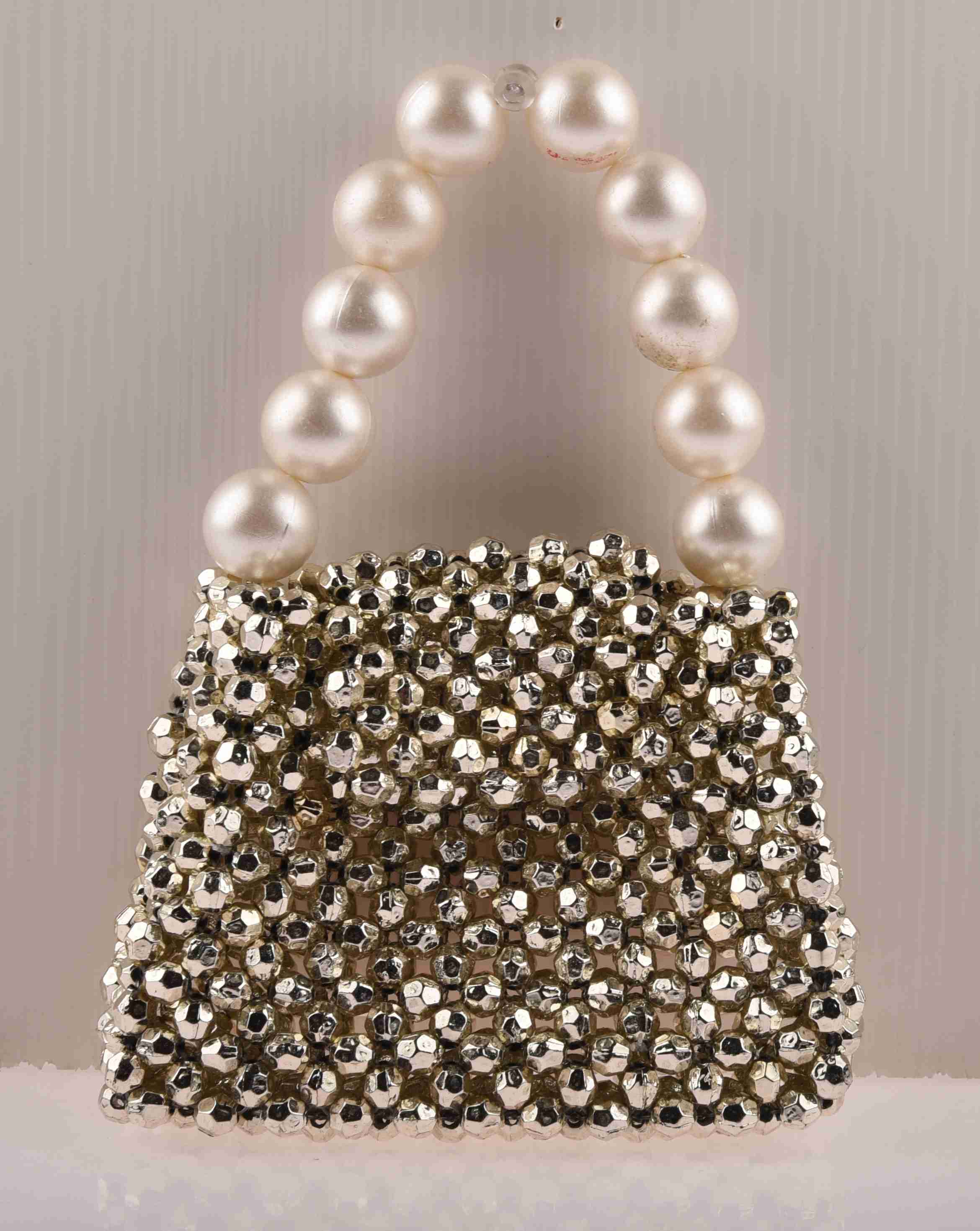 Gold Mini Bag with Pearl Handle