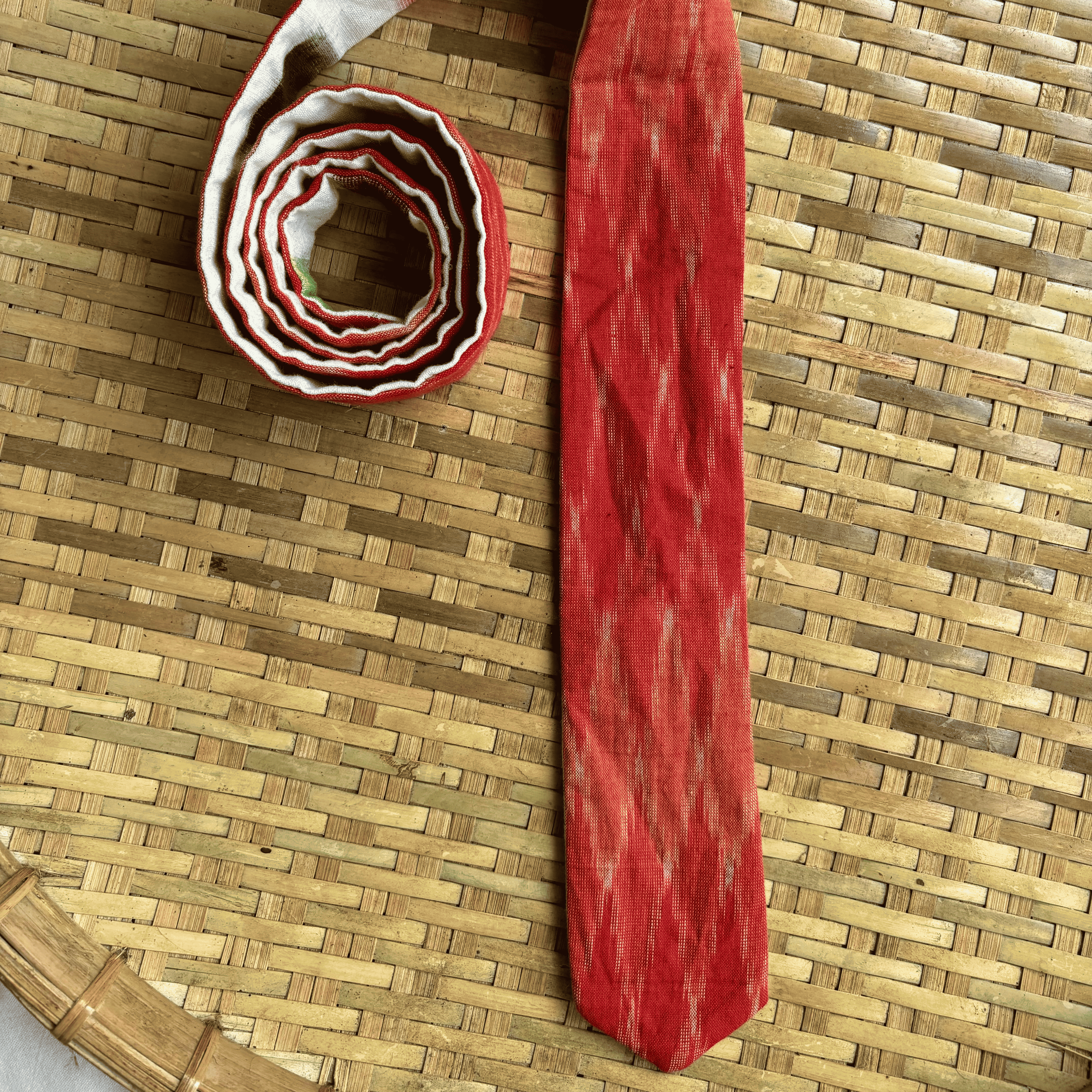 Cotton Shades Of Red Ikat Tie