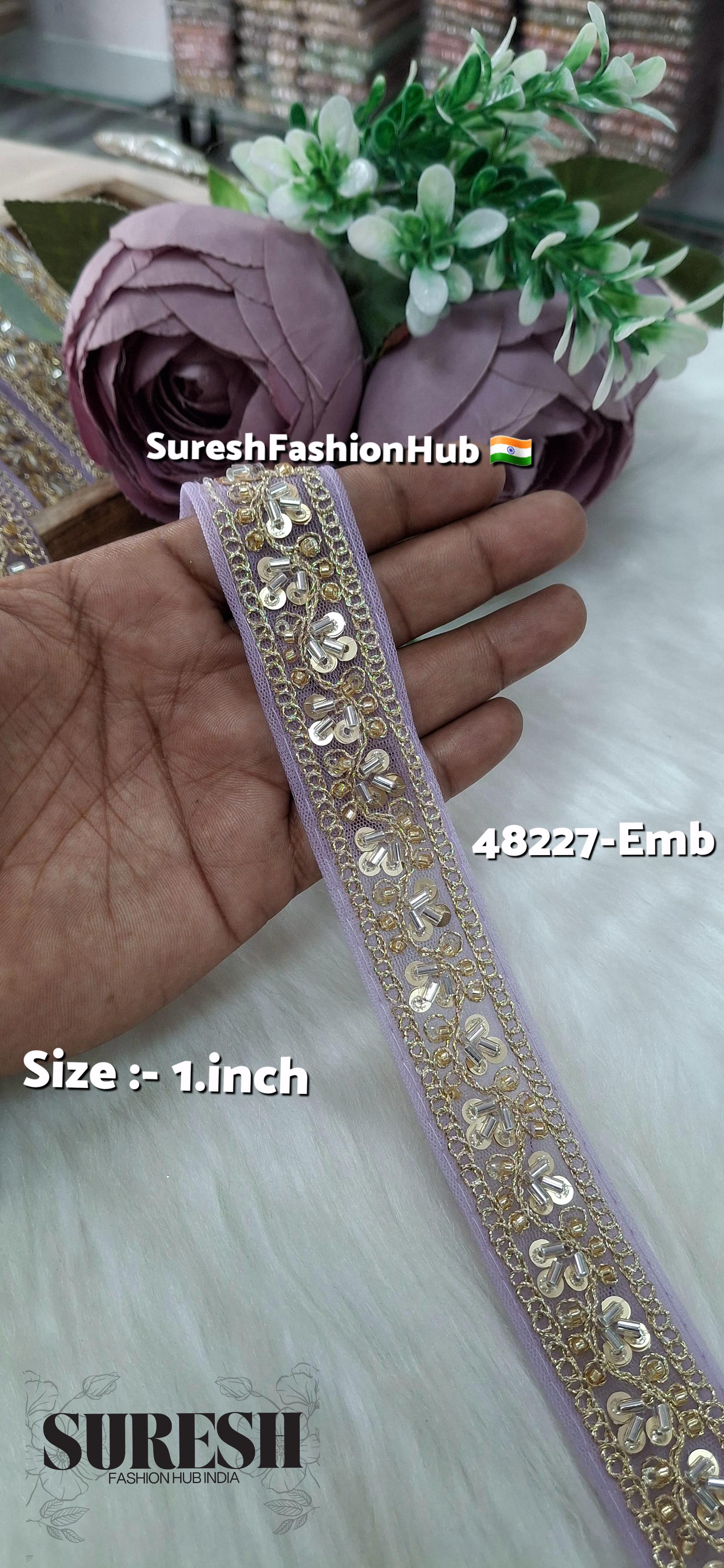 Lilac Pearl Embroidery Net Lace