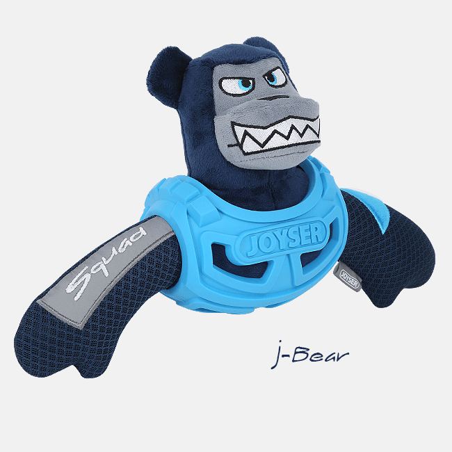 Joyser Squad Armored Bear Plush Dog Toy with Squeaker, Blue