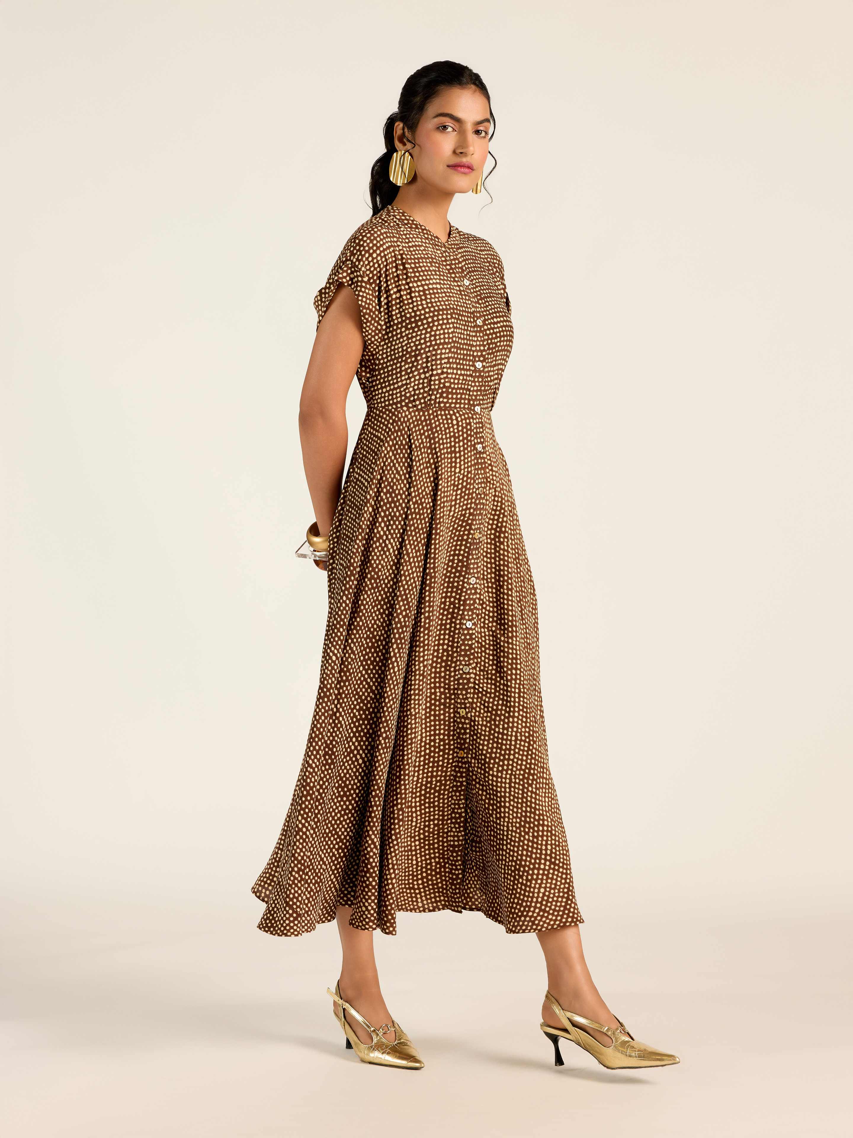 BROWN MARGO LONG DRESS