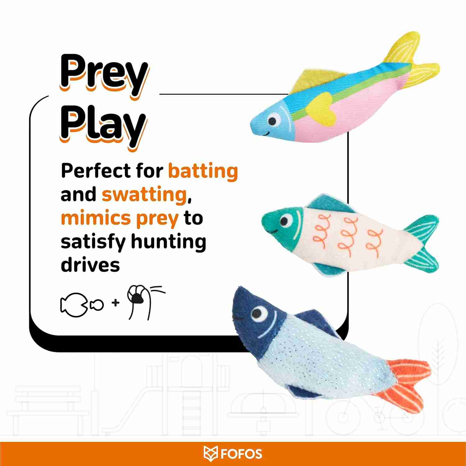 Fofos Sardine Toy for Cats, (Pack of 9)