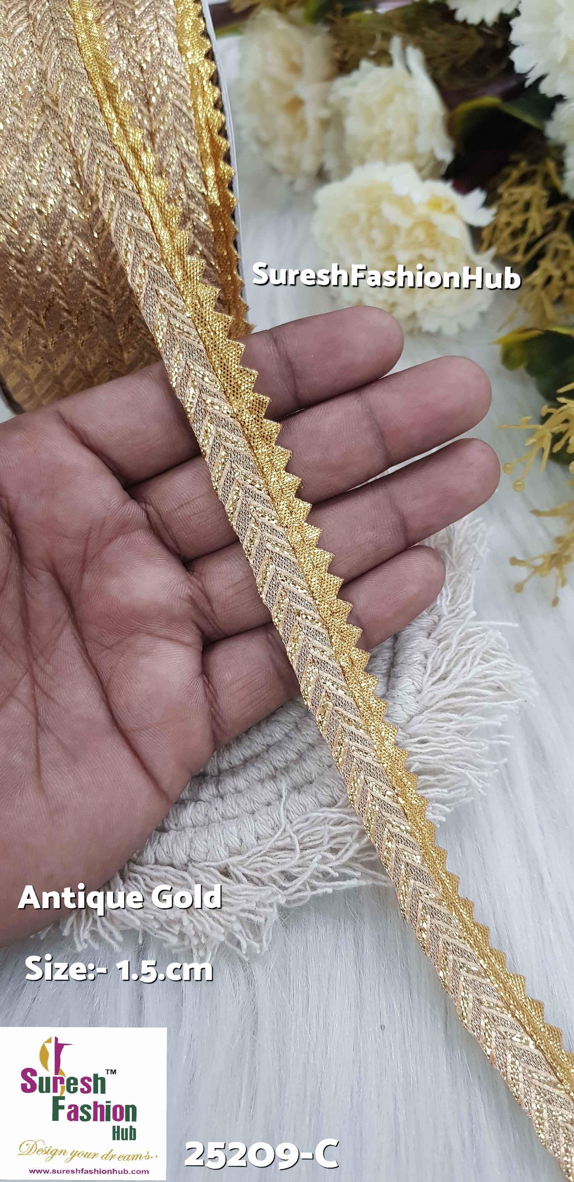 Precisely Crafted Embellished Antique gold Trim