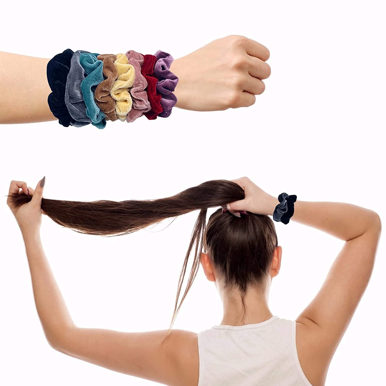 LACE IT™ | LACEIT Women Velvet Elastic Rubber Band Scrunchies For Women-Pack of 12(Multi color) 3