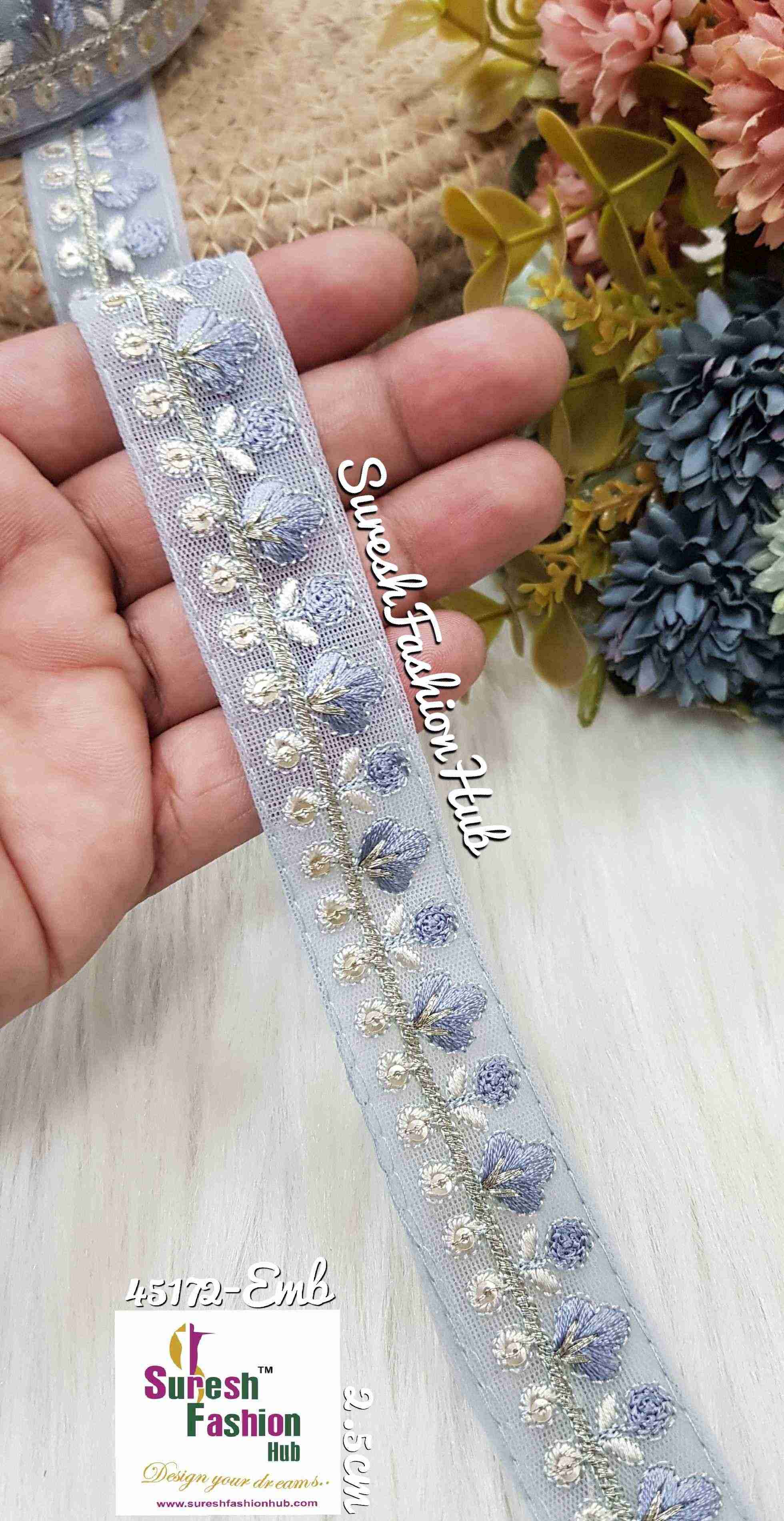  Radiant Pastel Blue Threaded Designer Trim