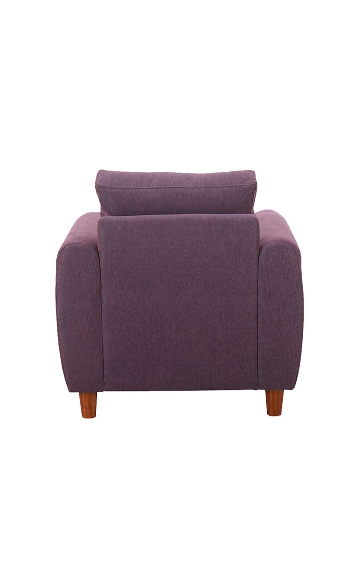 neudot Scott Single Seater Fabric Sofa | Premium Fabric Sofa | Padded Cushioned Armrest | Solid Wood Leg - Paradise Purple
