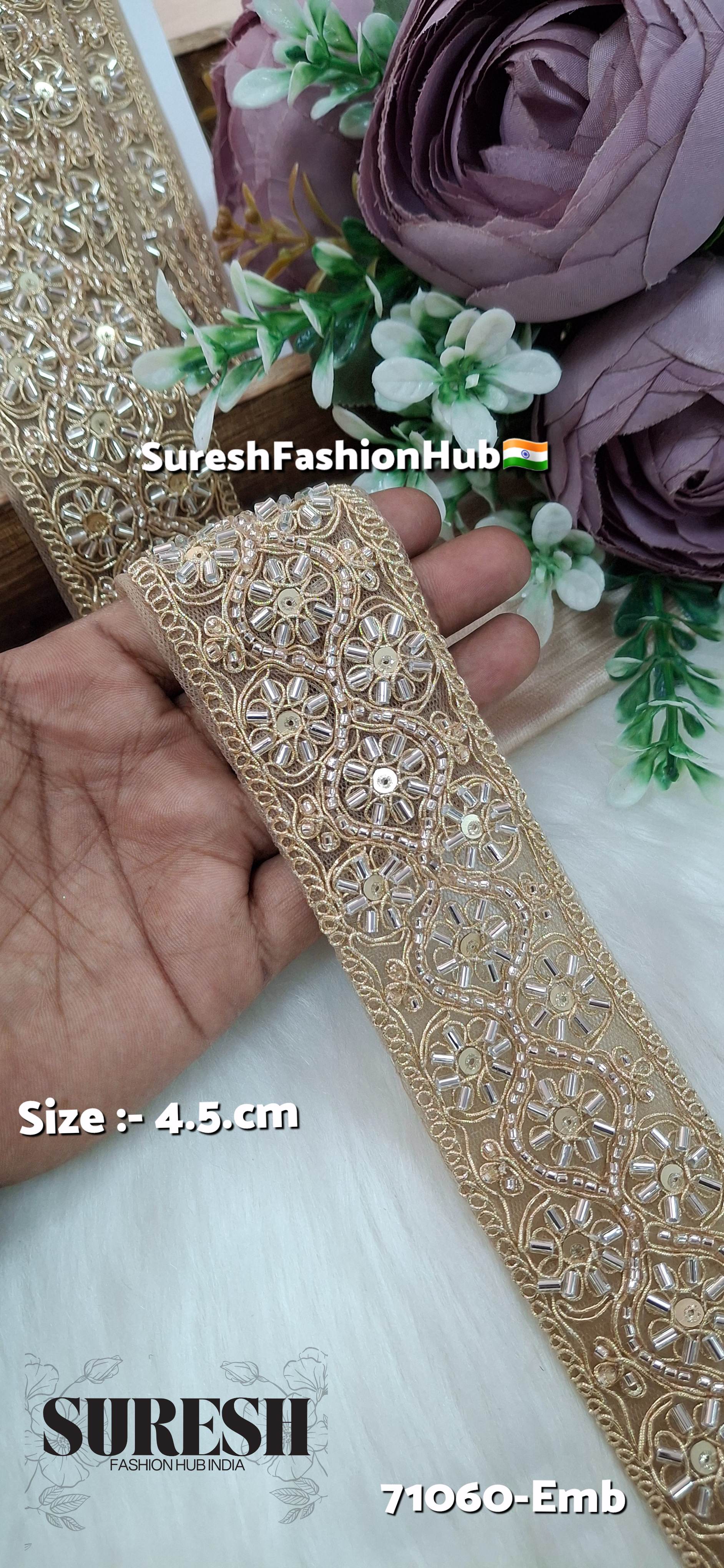 Lightlist Gold Floral Embroidery Lace