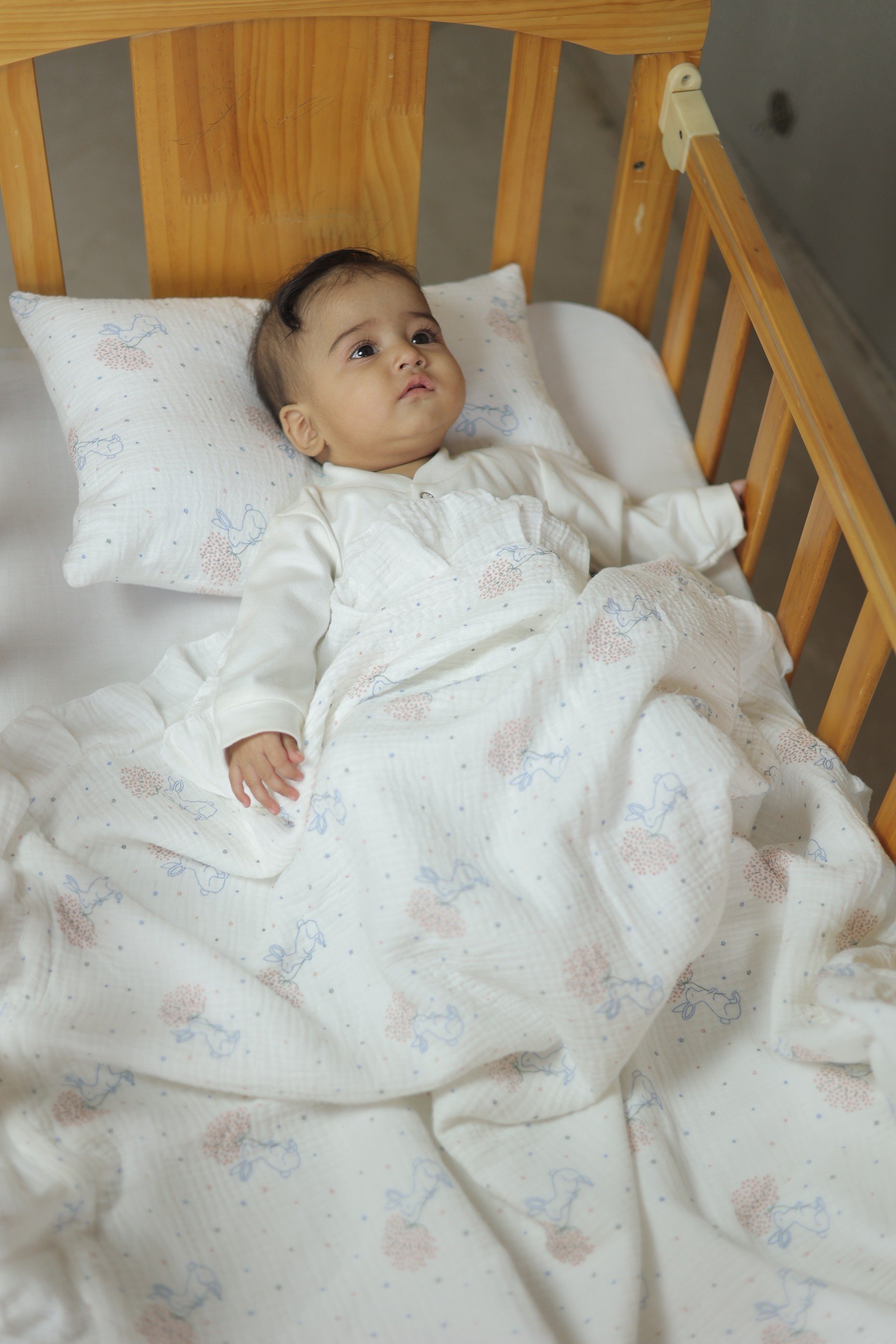 Bunny Whisper Reversible Muslin Blanket & Pillow Set