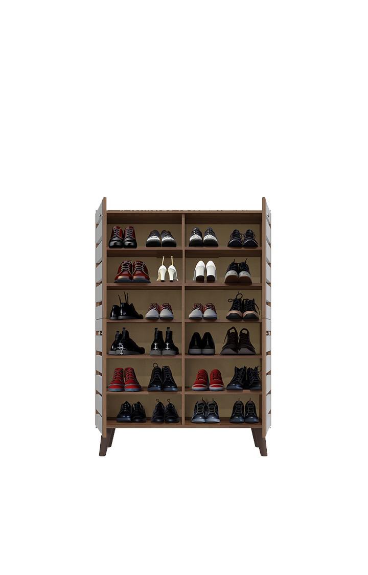 neudot Attic Vertico 4 Door Engineered Wood Shoerack | Footwear Organizer |12 Shelves |Shoe Stand |Slipper Sandals Stand | Wooden Shoe Rack for Home - (Finish Color -Frosty White, Knock Down)