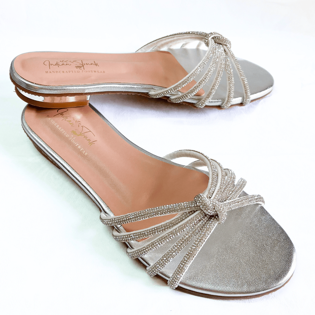 Silver jewelled sandals discount