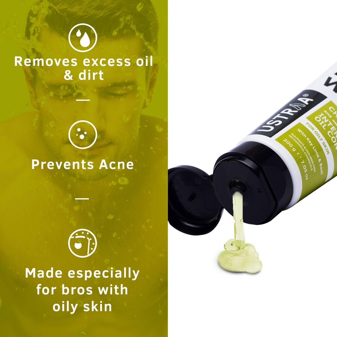 Ustraa | Ustraa Face Wash - Oily Skin (Checks Acne & Oil Control) - 200g Set Of 2 1
