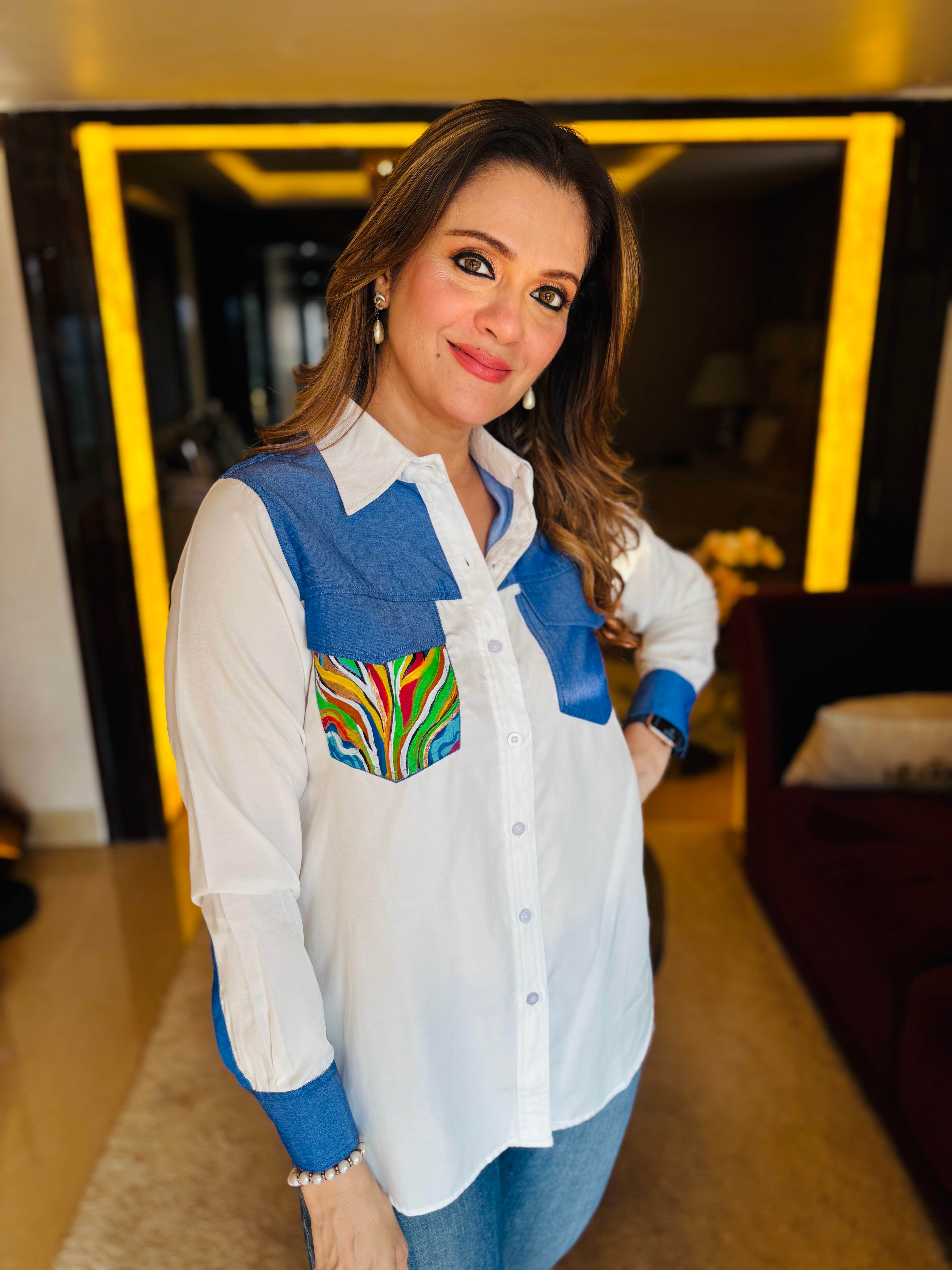 Multi coloured hand painted pocket Shirt