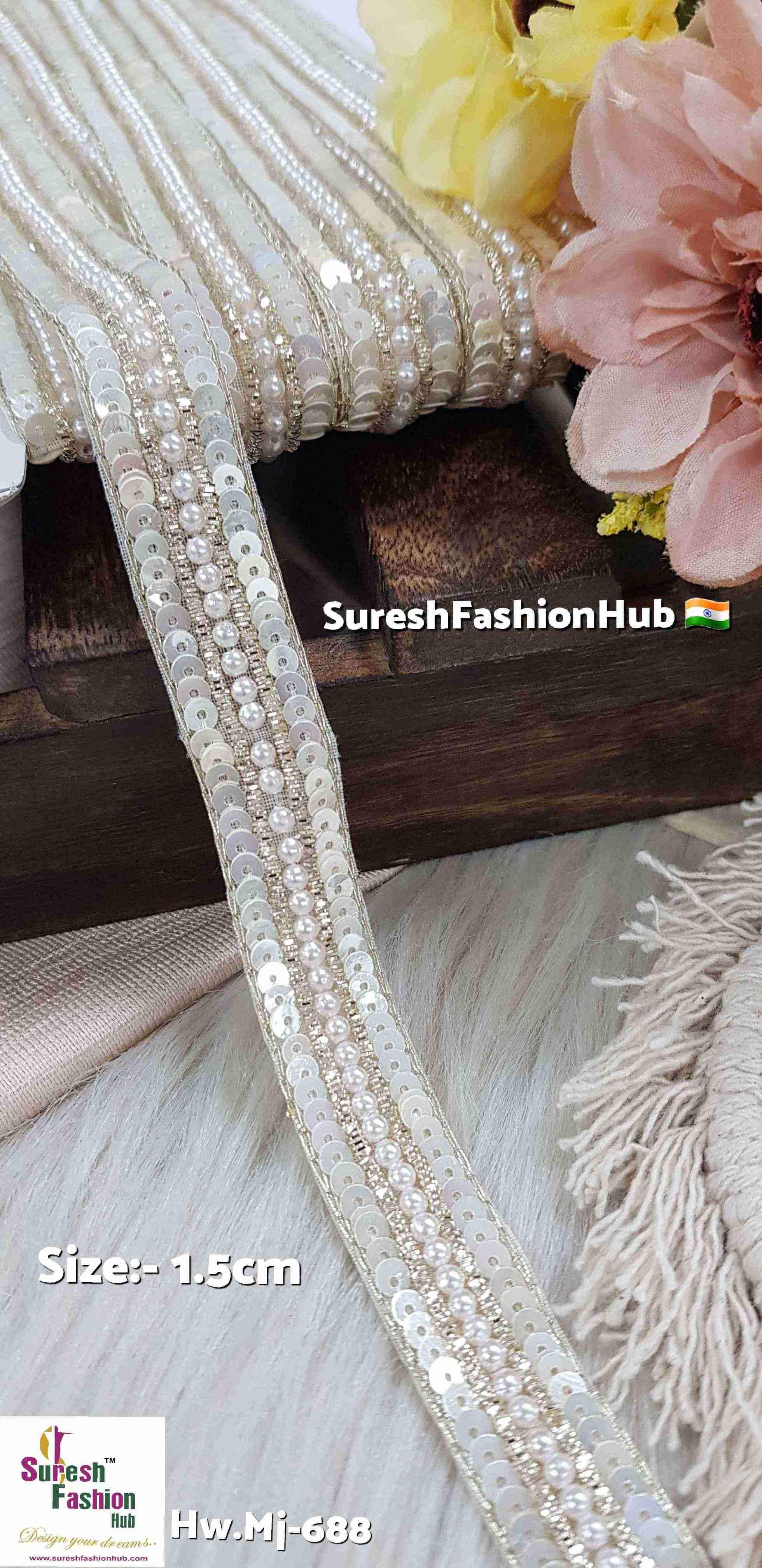 Gold Nakshi Pearl Sequence Border