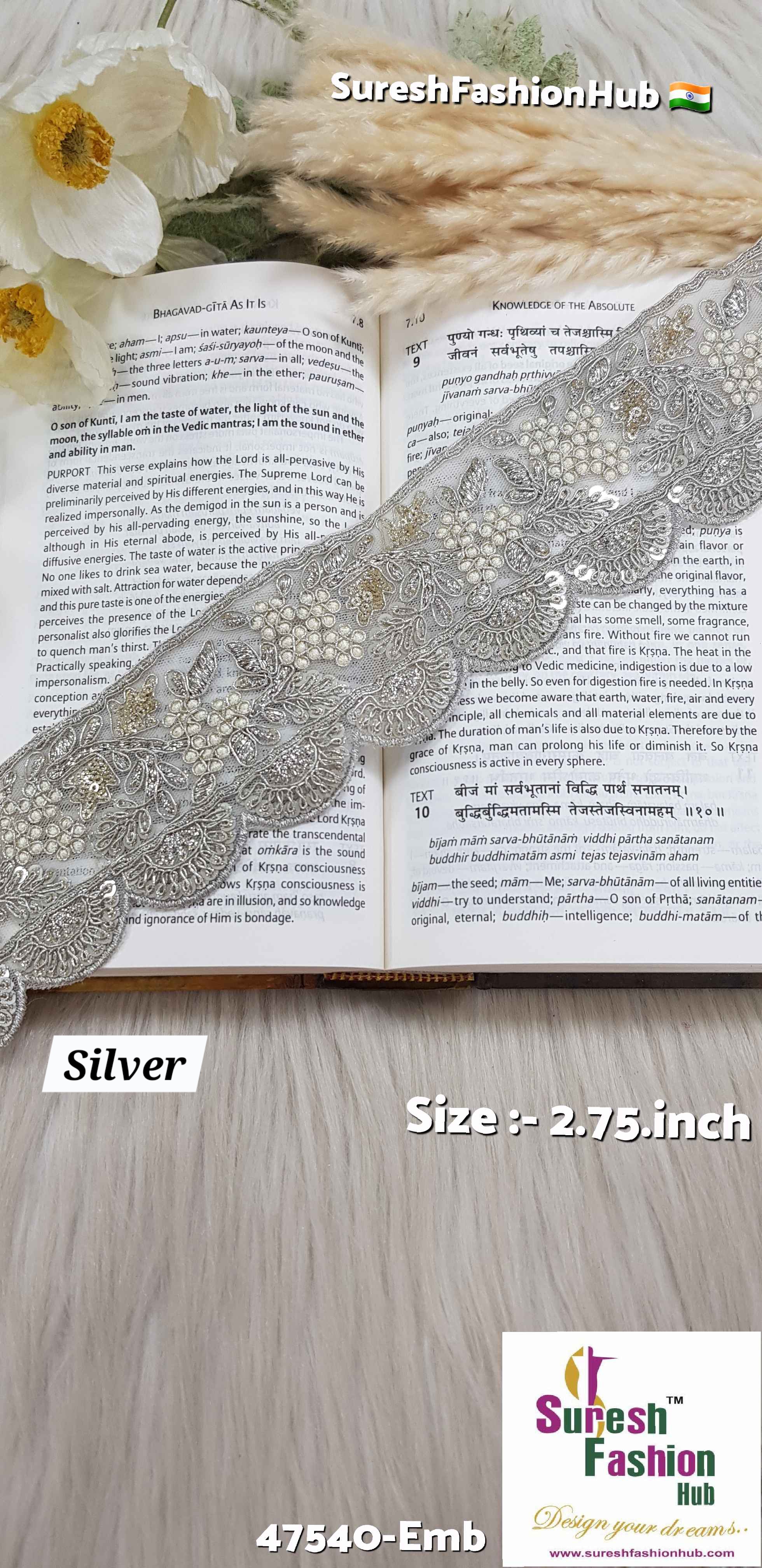 Silver Scalloped Floral Lace