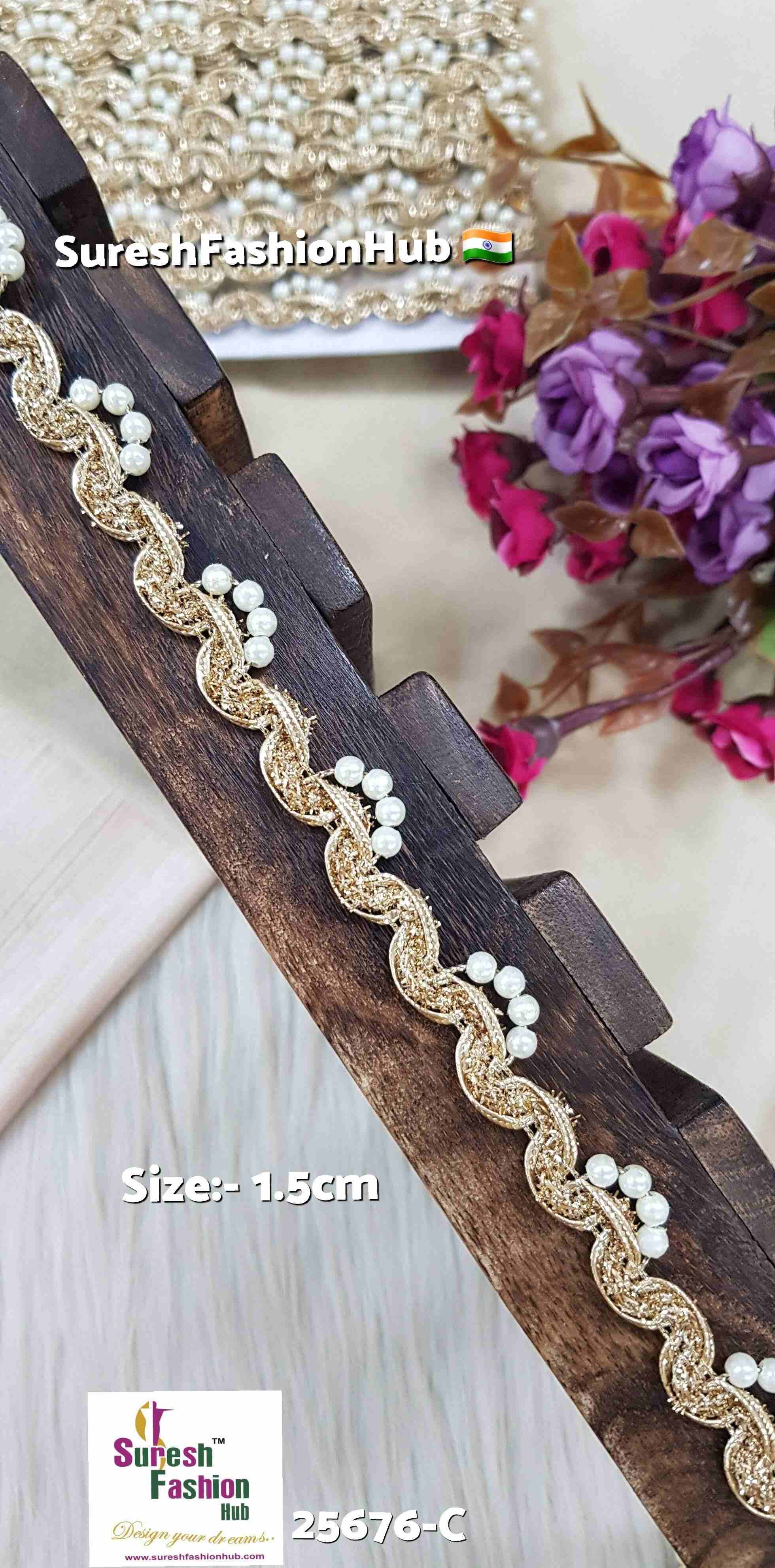 Scalloped Pearl Jhalar Lace