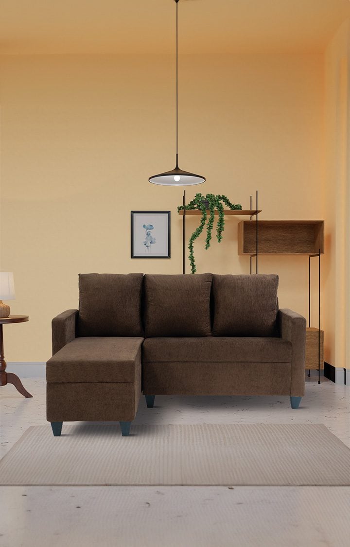 neudot Saya RHS Sectional Sofa for Living Room |4 Person Sofa| Premium Fabric with Cushioned Armrest | 12 Months Warranty| Solid Wood Frame| 4 Seater in Saya Brown Color DIY(Do-It-Yourself)