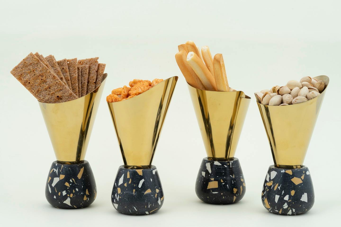 Cones with black terrazzo stands