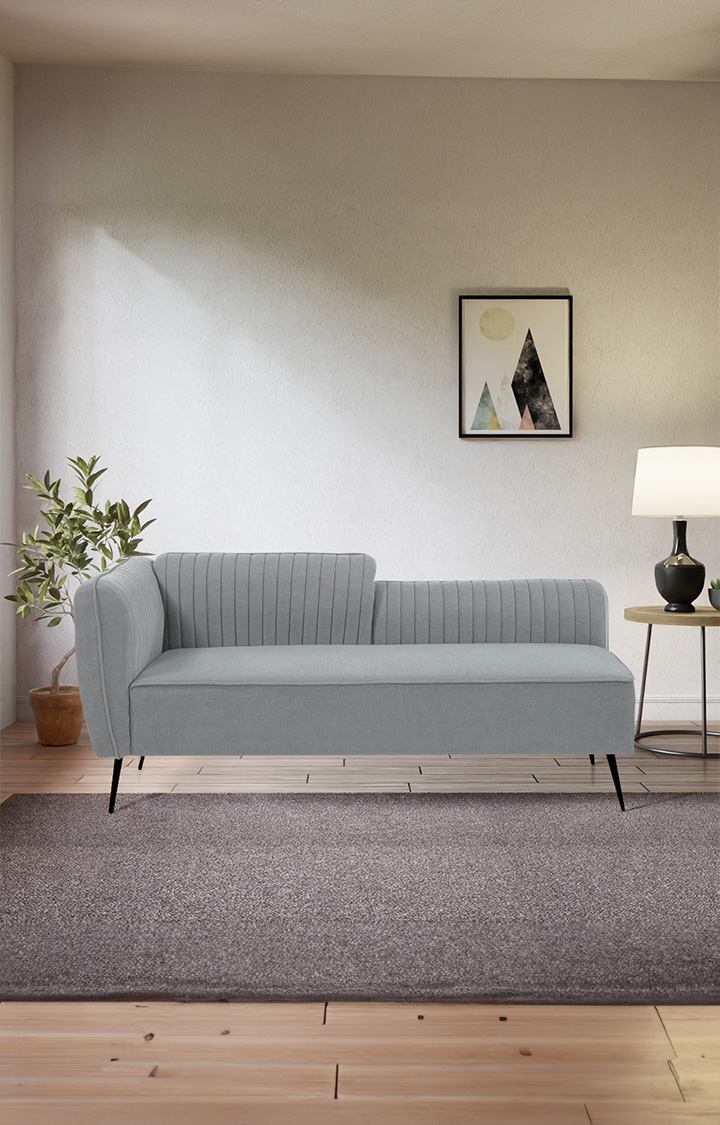 neudot Diva LHS Sofa Chaise Lounger with Black Legs for Living Room|Bedroom|2 Person Sofa|Diwan|Premium Fabric | Solid Wood Frame|2 Seater (Colour : Misty Grey (DIY))