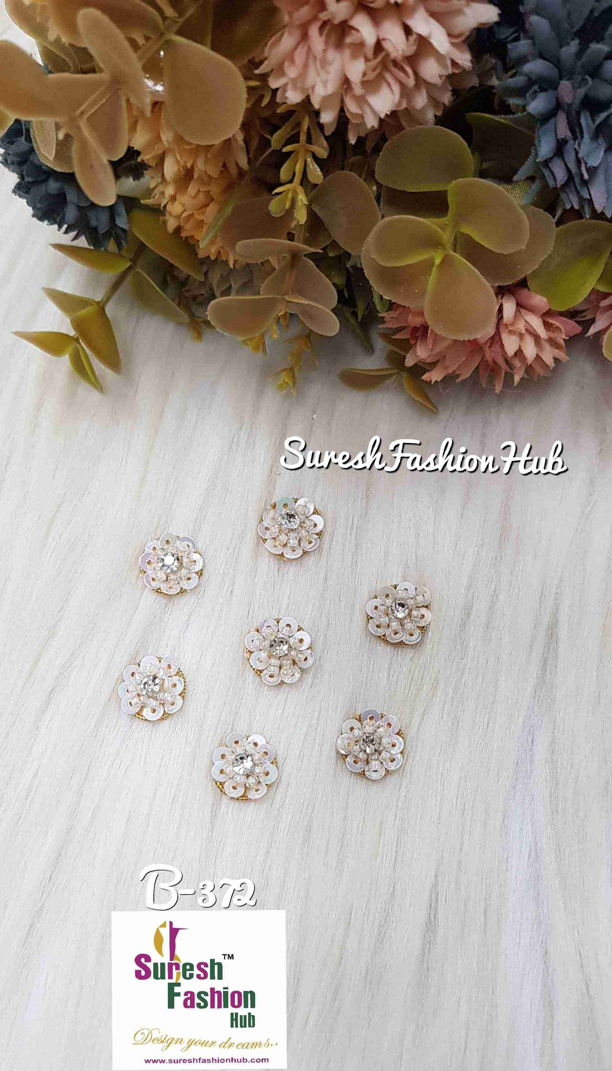 Cream Glam Bead Sequin Buttons