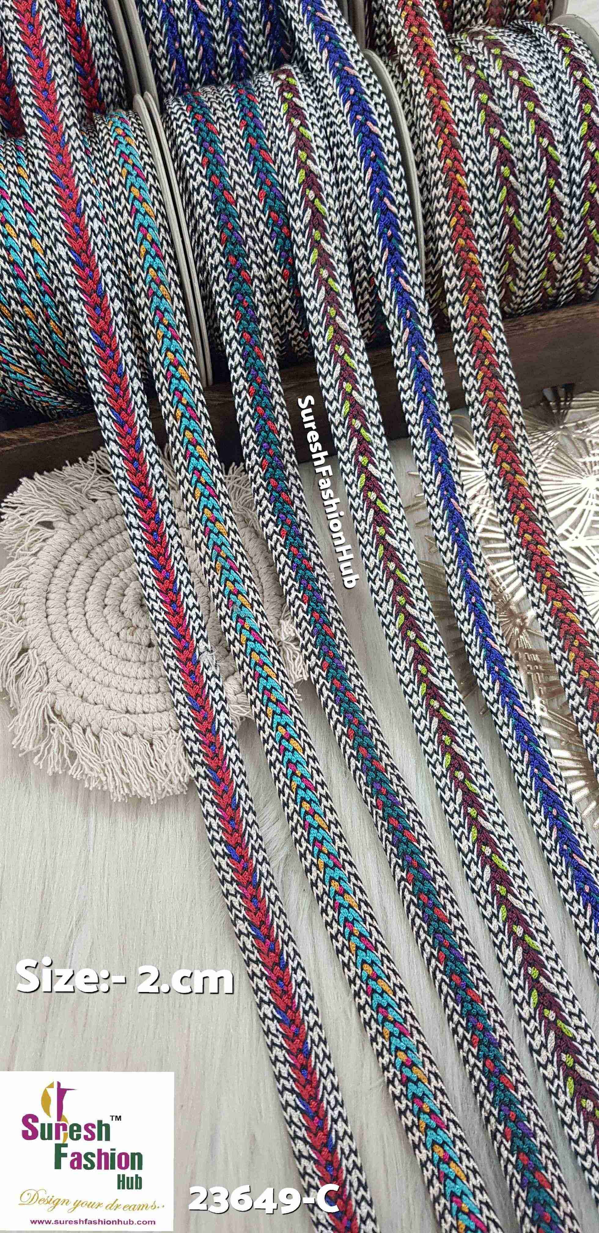 Vibrant Chevron Pattern Braided Trim(Mhendi)