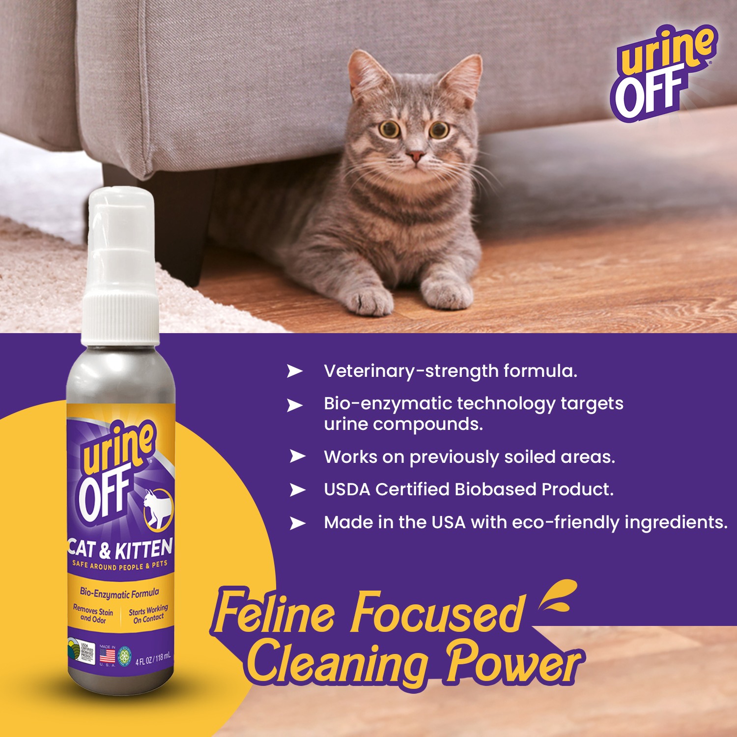 Urine Off Odour & Stain Remover Spray for Cat & Kitten