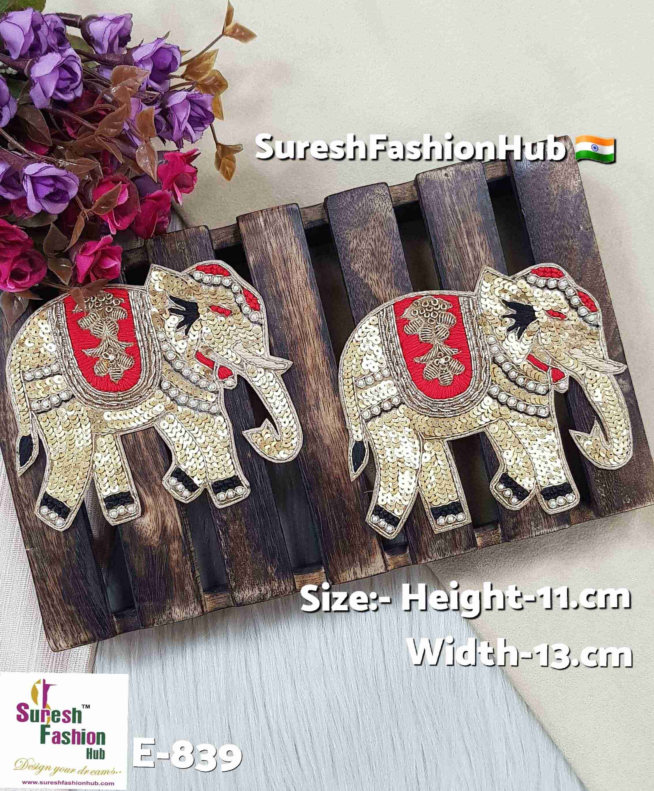 Royal Elephant Zardosi Patch – Right Facing