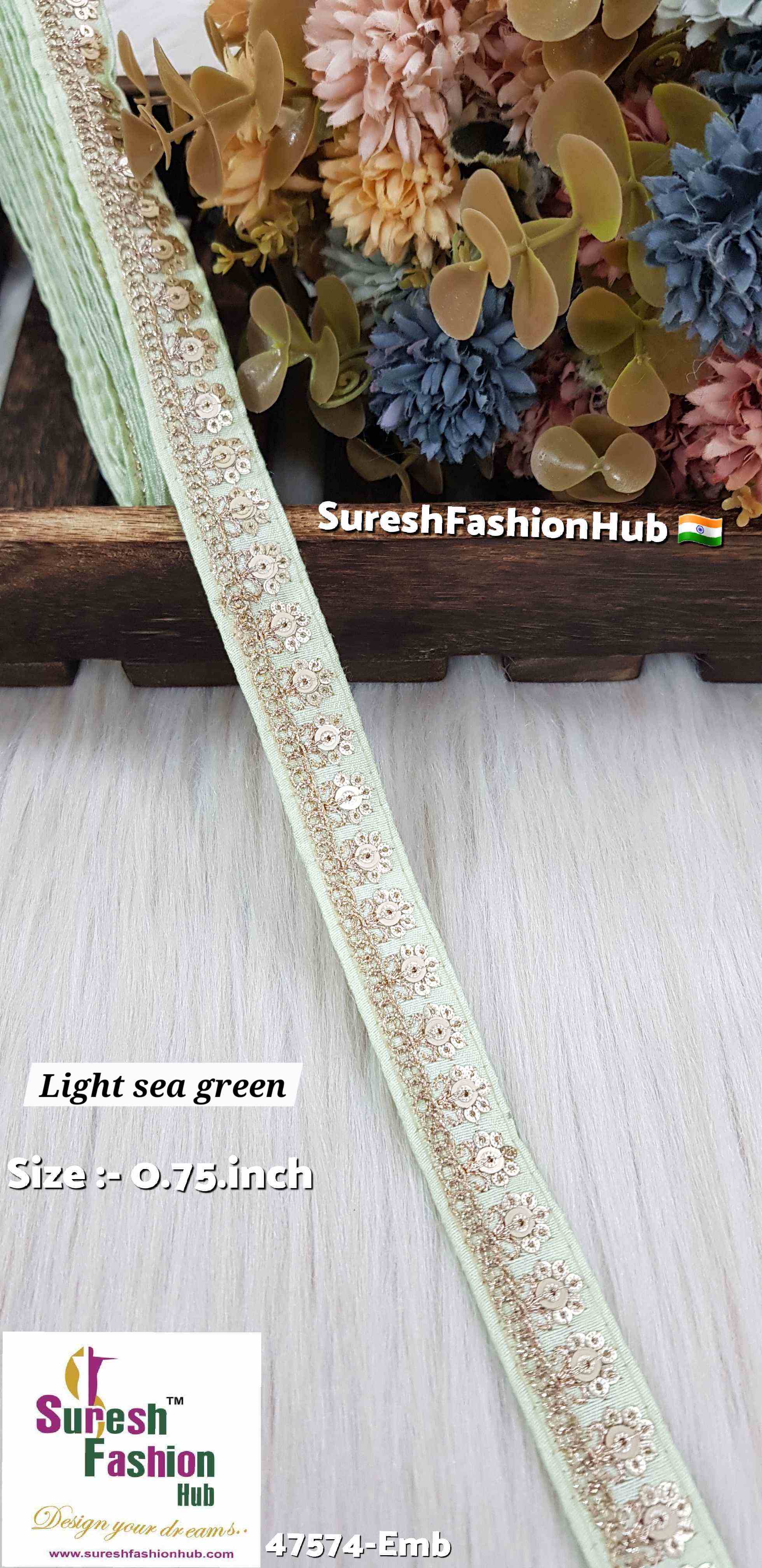 Embroidery  Light Sea Green Surat Silk
