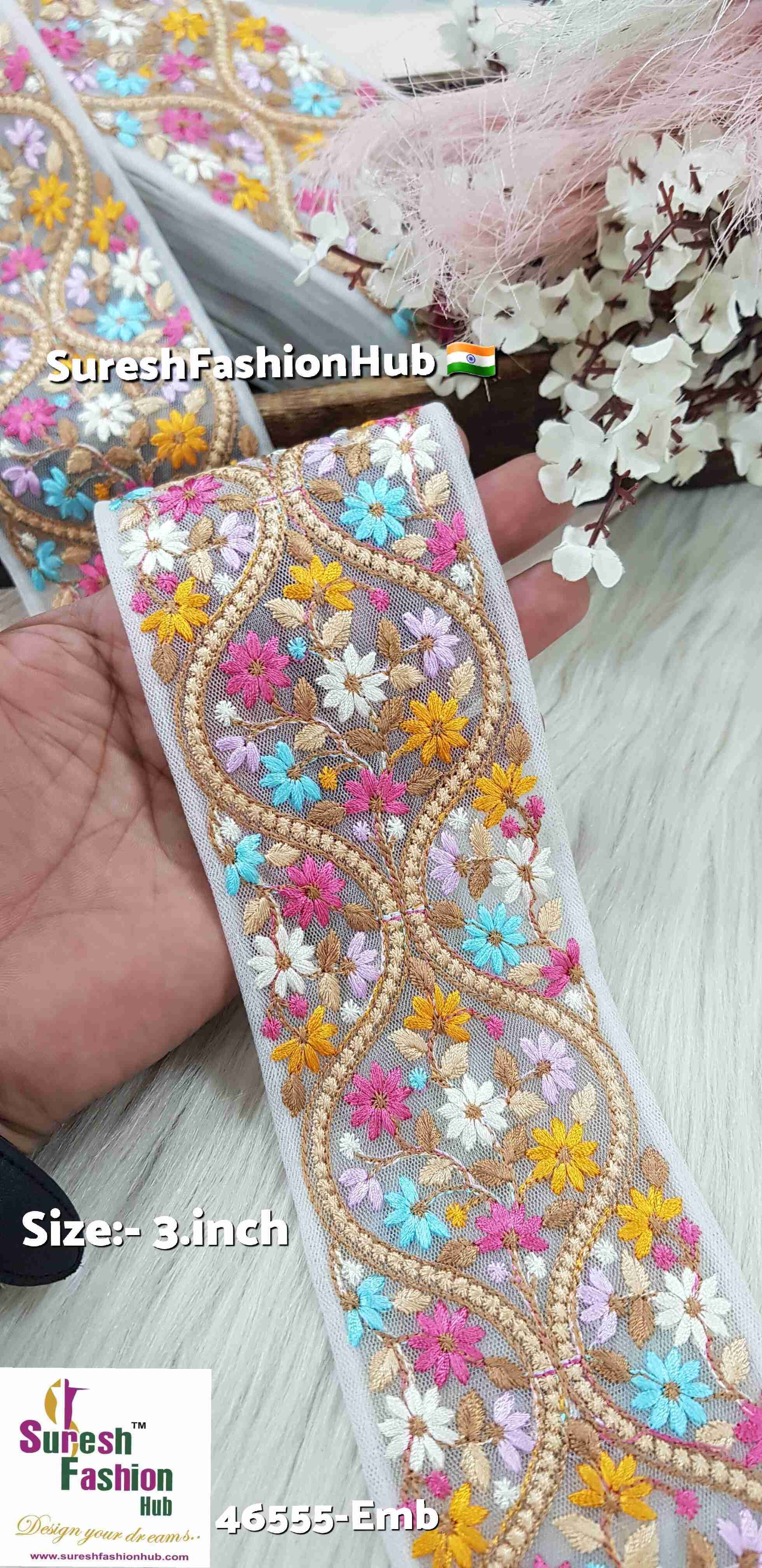 Charming Floral White Embroidery Lace
