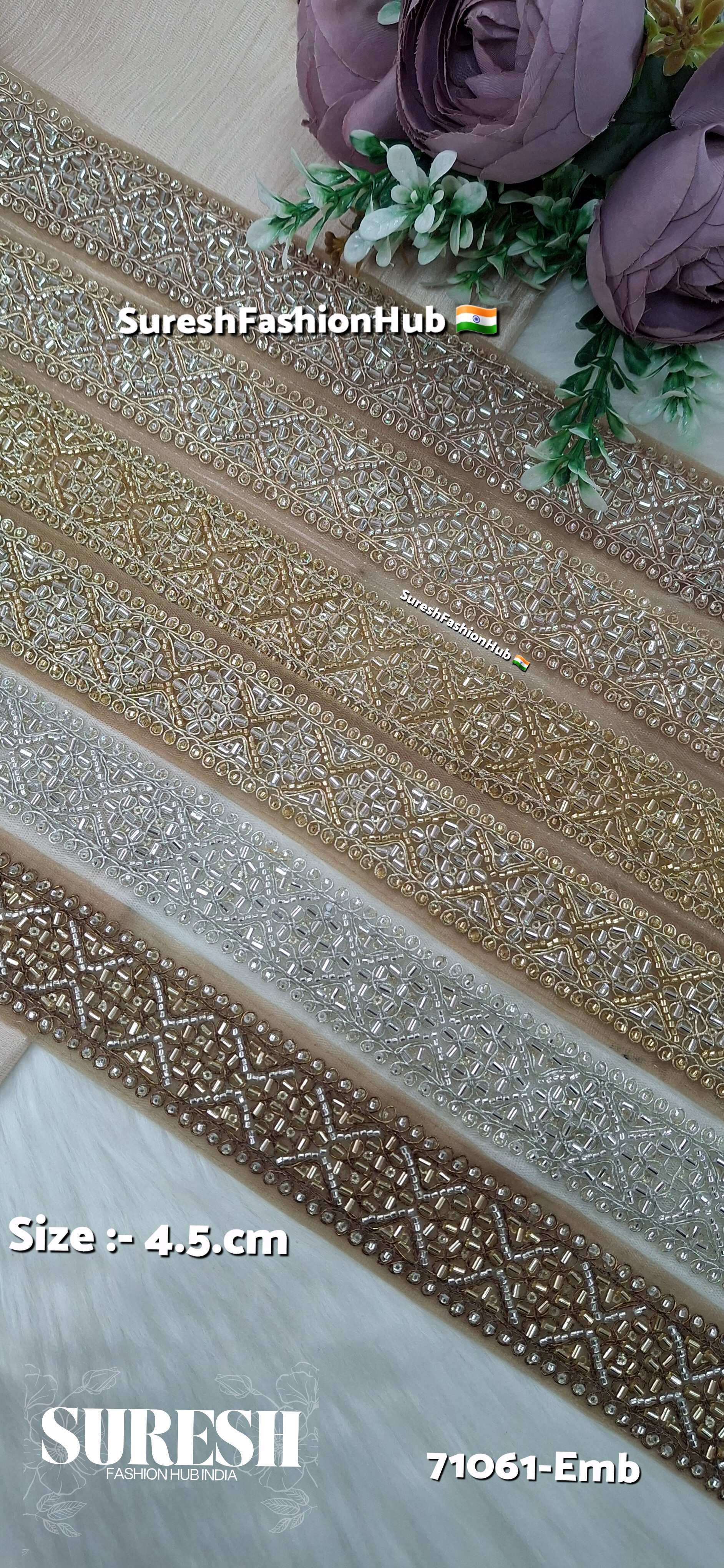 Pearl Floral Embroidery Border Lace