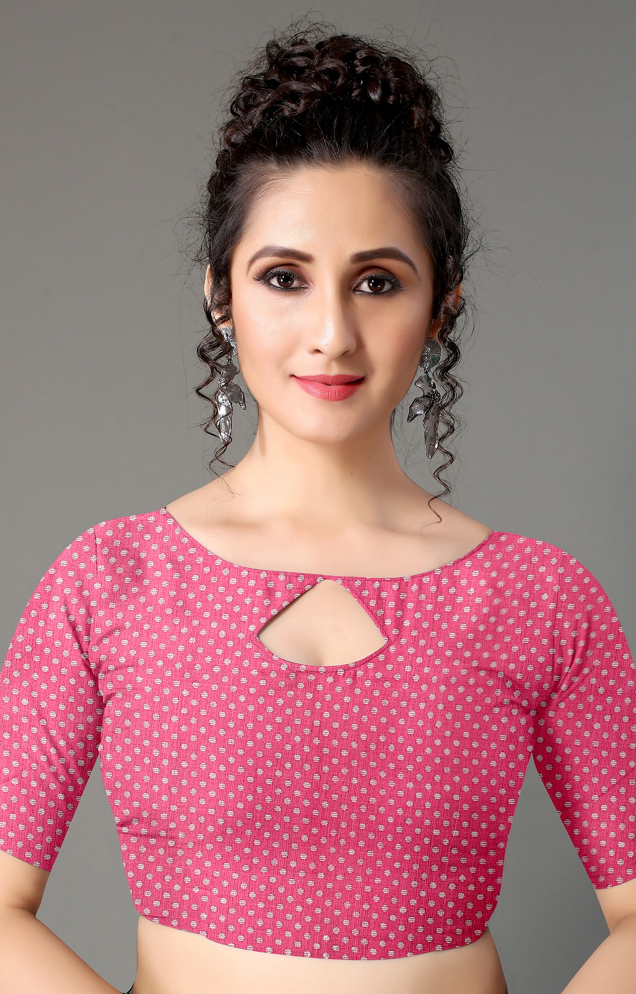 Women Pink Batick Block Print Casual Wear Saree-HAL21CTN00036PNK