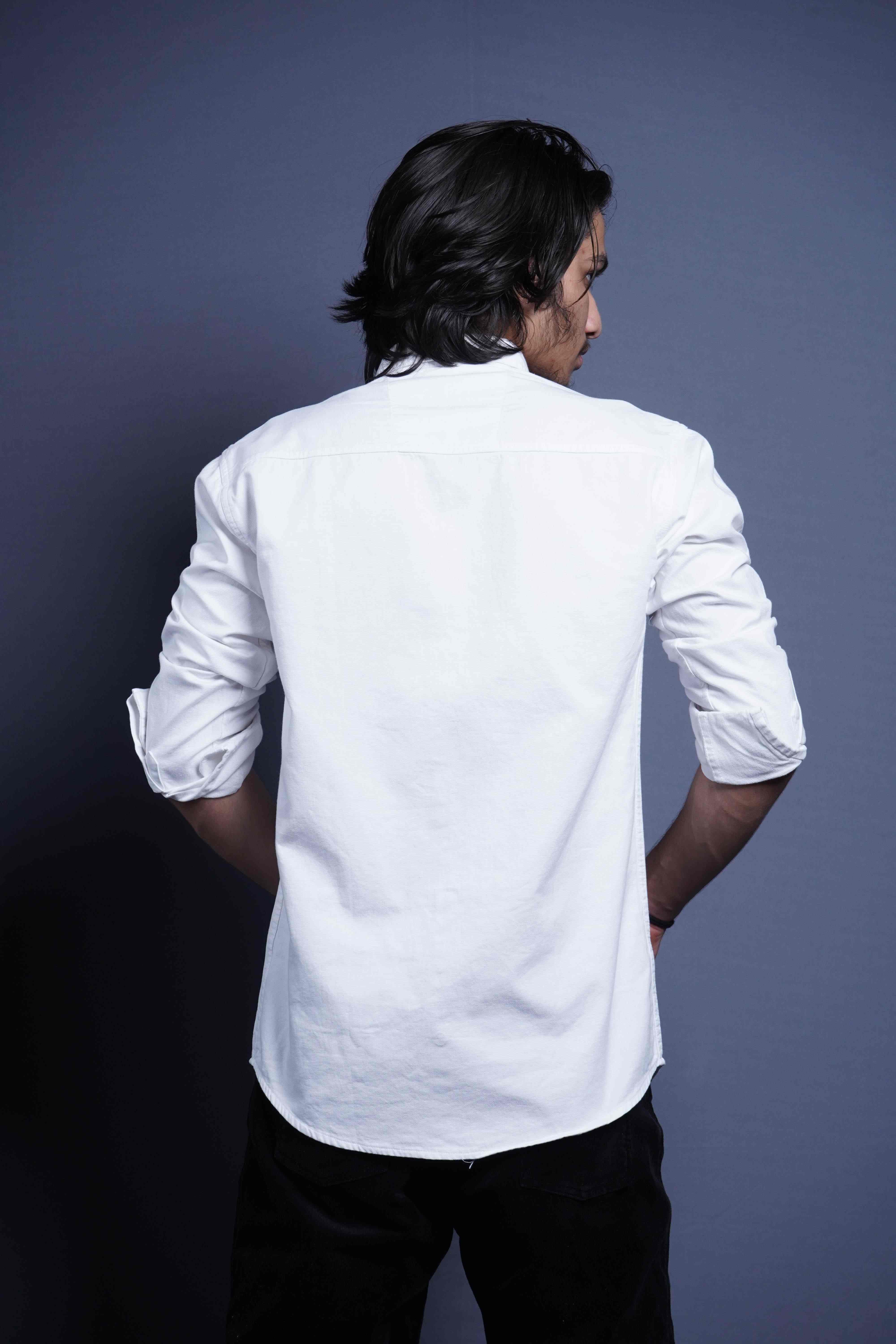 One Denim Classic White Cotton Casual Shirt