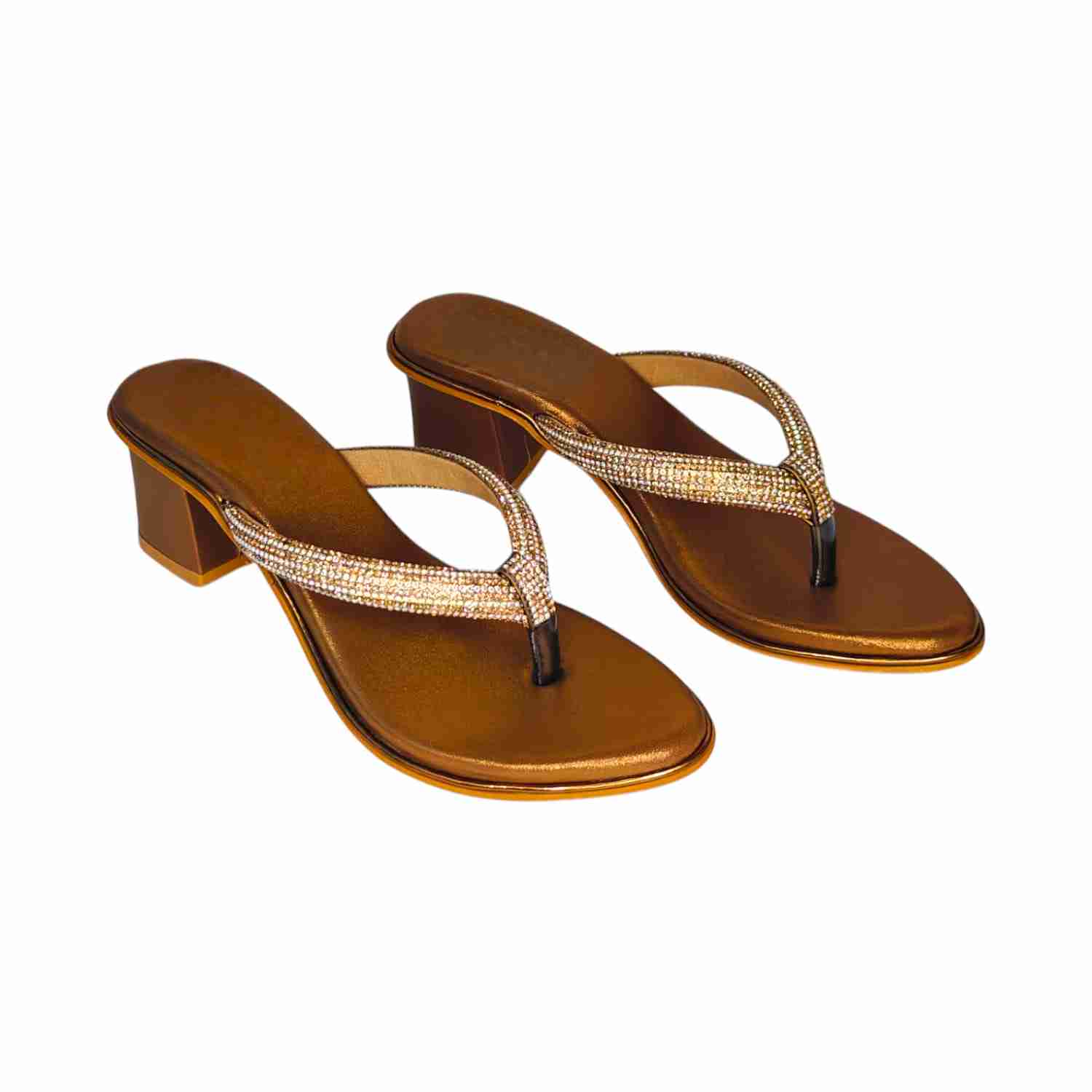 Palche Women’s Embellished Block Heel Thong Sandals – Stylish Party Wear Slip-Ons