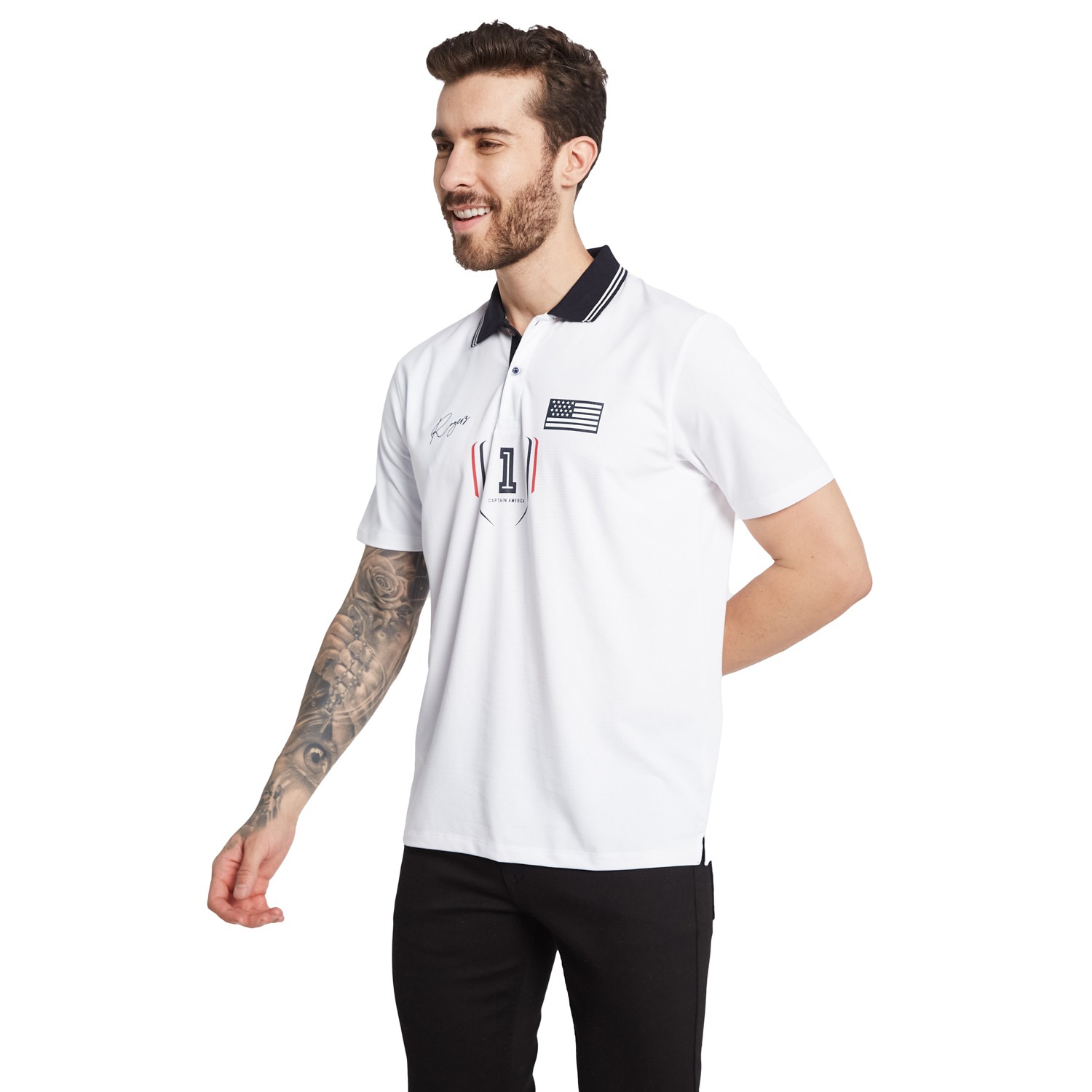 Octave Men Captain America Polo Collar T-Shirt