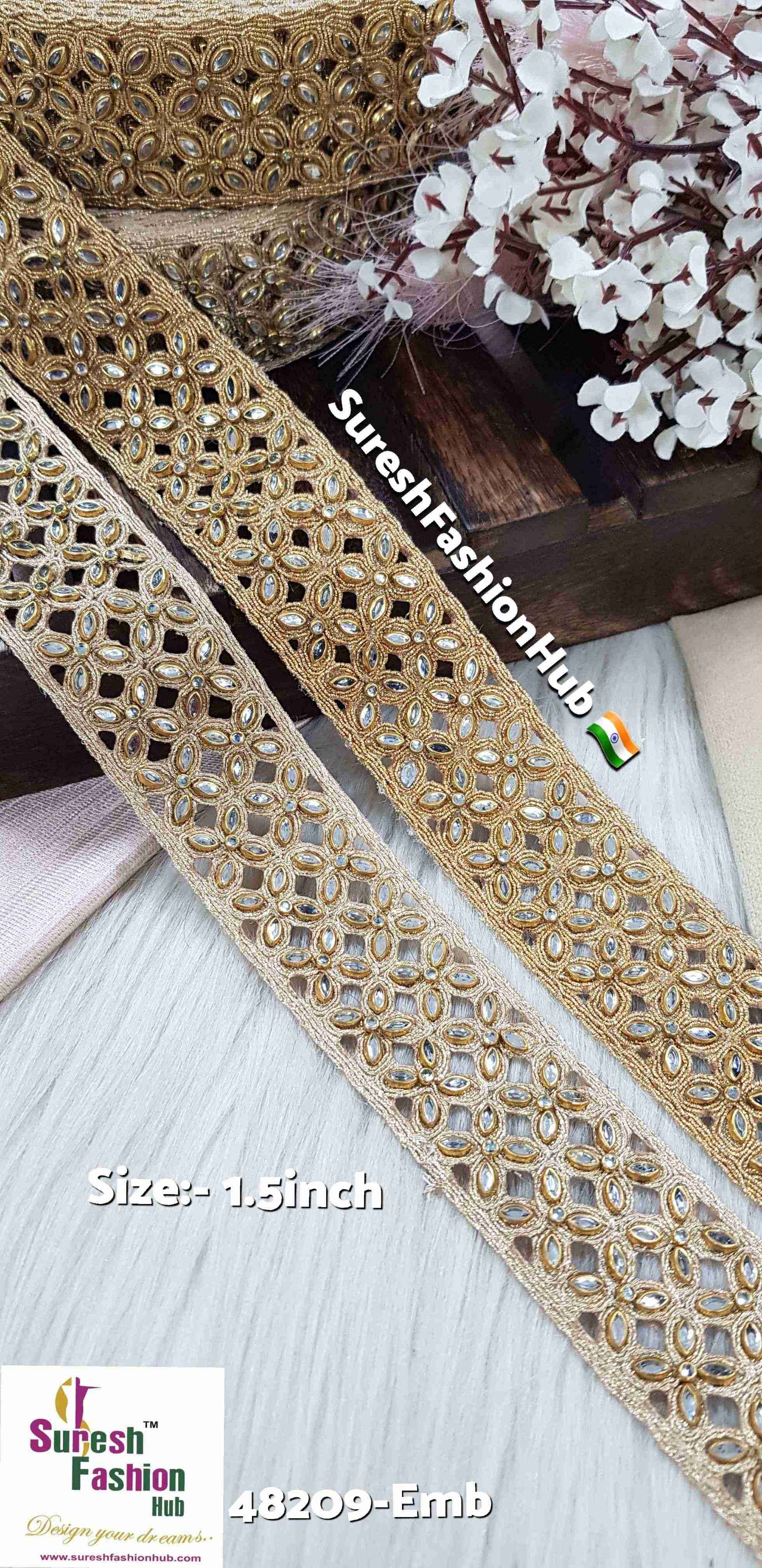 Gold Kundan Highlight Cutwork Border