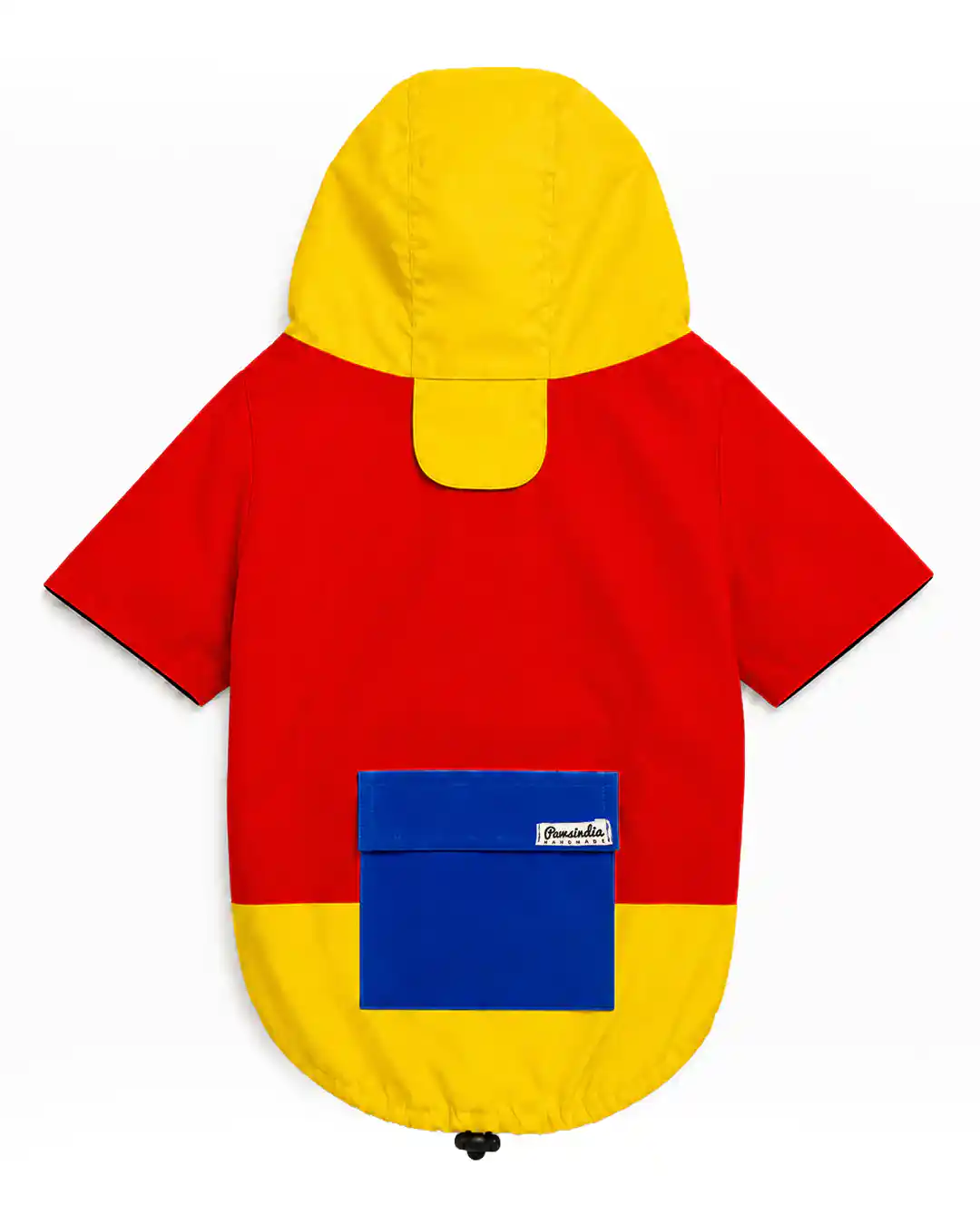 Pawsindia Dog Hooded 360° Raincoat, Red & Yellow